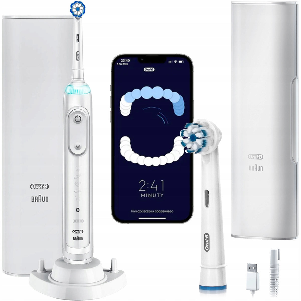 ELECTRIC TOOTHBRUSH BRAUN ORAL-B GENIUS X 20100s AI + TRAVEL LUXE CASE