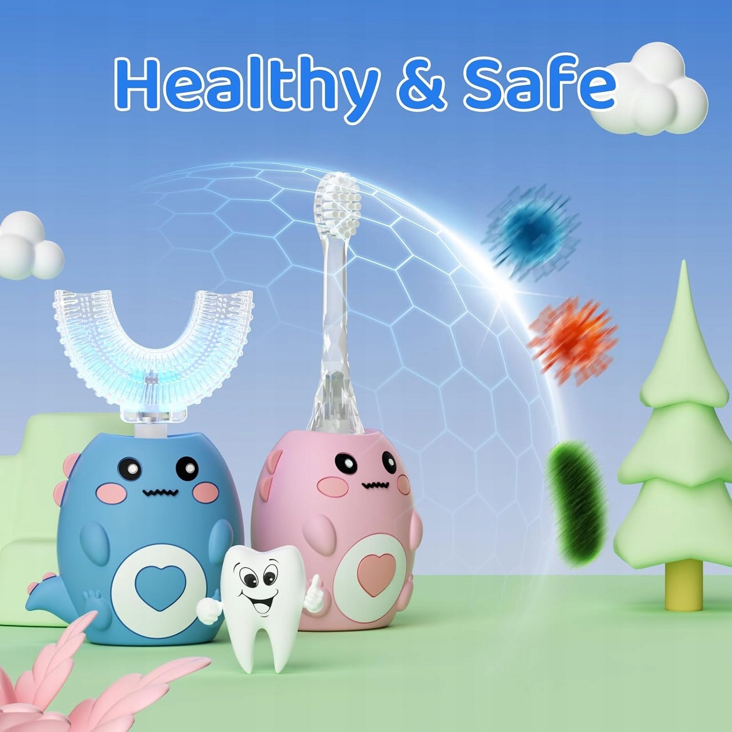 ELECTRIC TOOTHBRUSH FOR CHILDREN IN THE SHAPE OF THE LETTER U BLUE Brand no brand