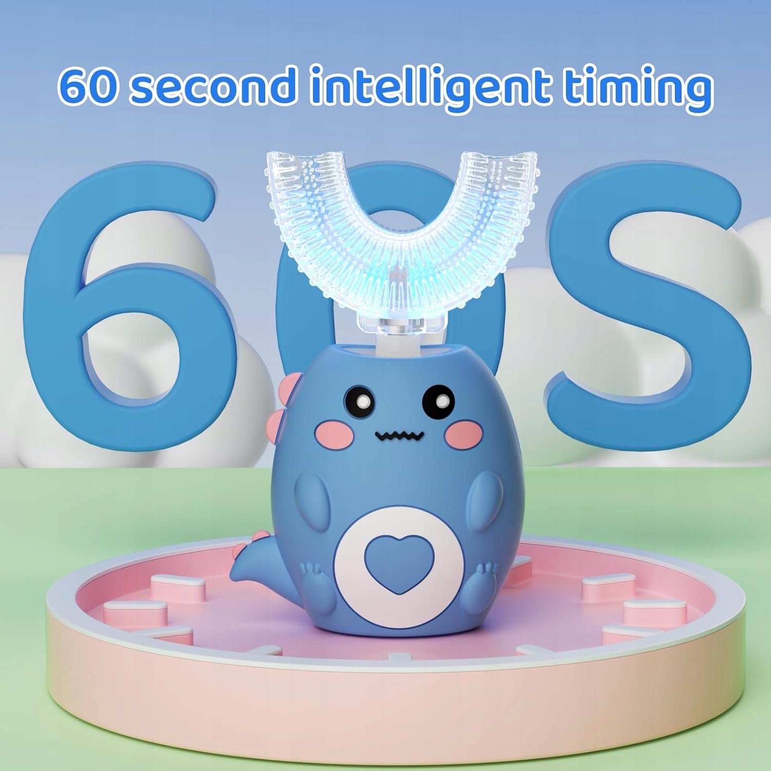 ELECTRIC TOOTHBRUSH FOR CHILDREN IN THE SHAPE OF THE LETTER U BLUE Manufacturer code 762647231451