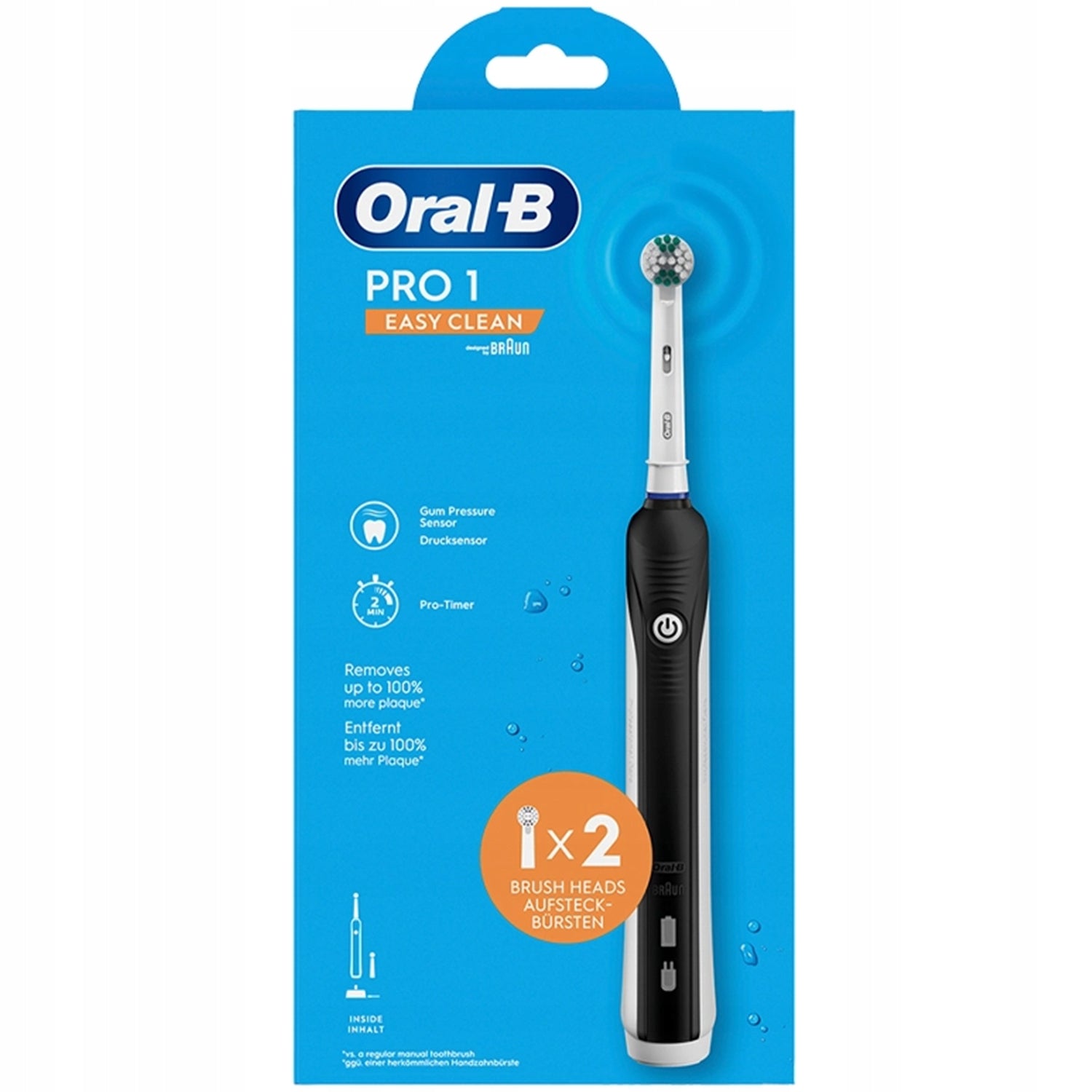ELECTRIC TOOTHBRUSH ORAL-B PRO 1 EASY CLEAN 2 TIPS Brand Oral-B