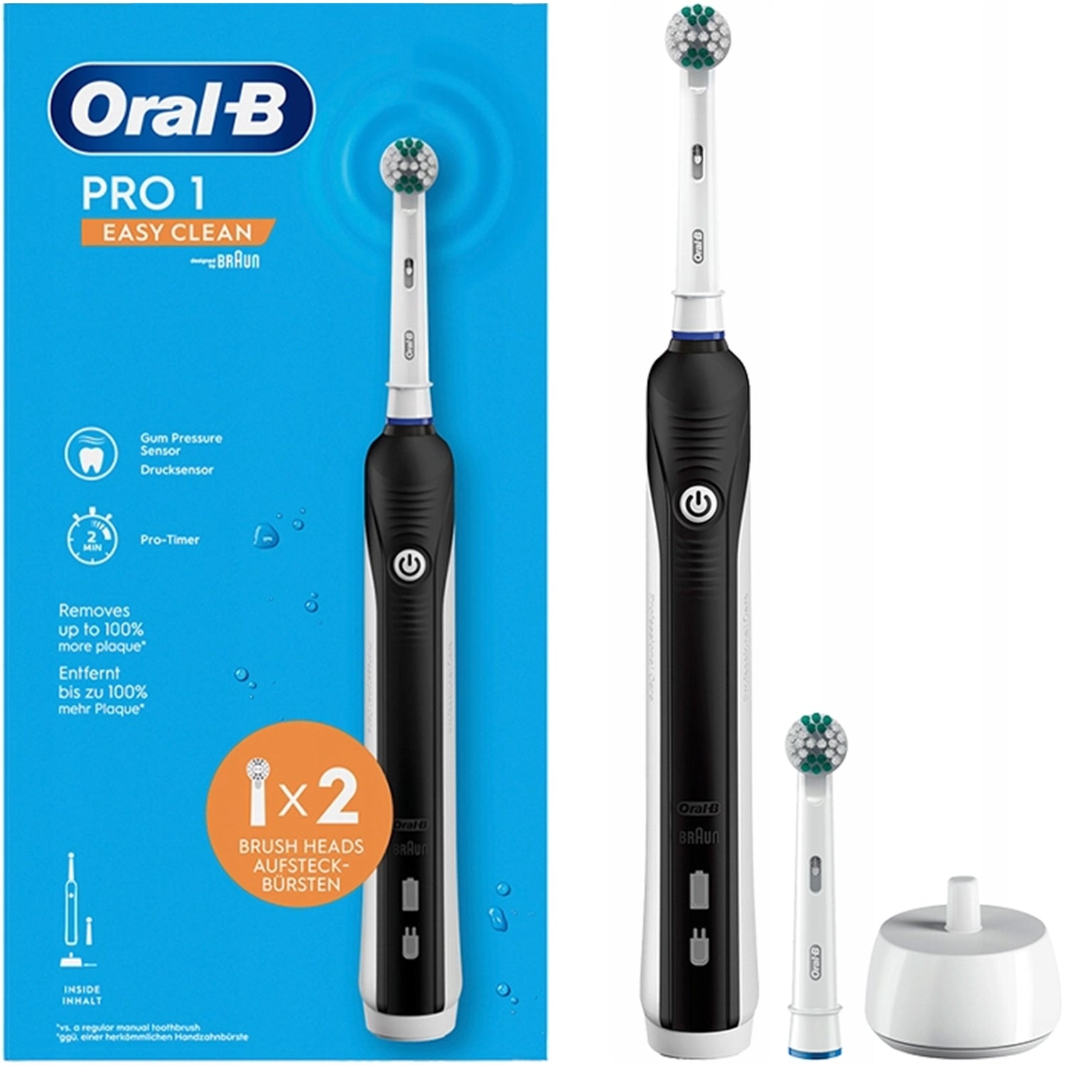 ELECTRIC TOOTHBRUSH ORAL-B PRO 1 EASY CLEAN 2 TIPS