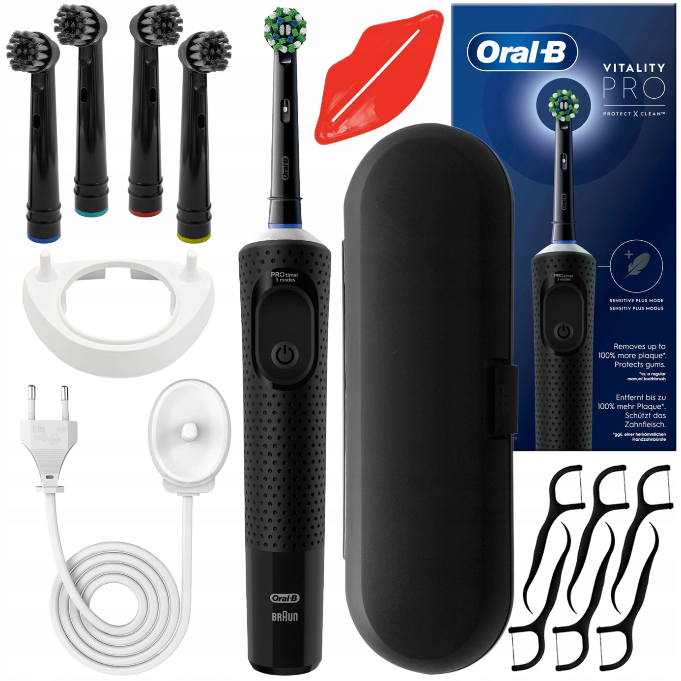 ELECTRIC TOOTHBRUSH ORAL-B VITALITY PRO BLACK ACCESSORIES SET Packaging status original