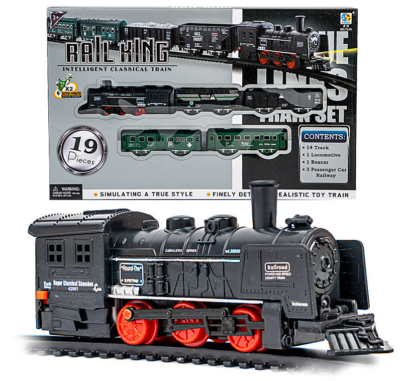 ELECTRIC TRAIN LOCOMOTIVE CLOTHES WAGONS TRACK SET FOR CHILDREN