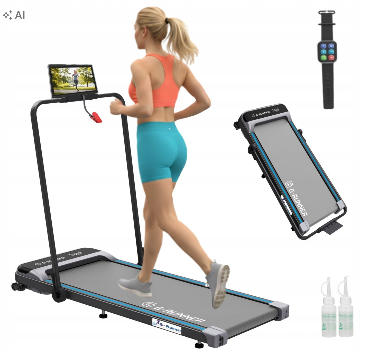 ELECTRIC TREADMILL G-RUNNER 460 FOLDING UNDER BED WALKINGPAD -2w1 12km/h