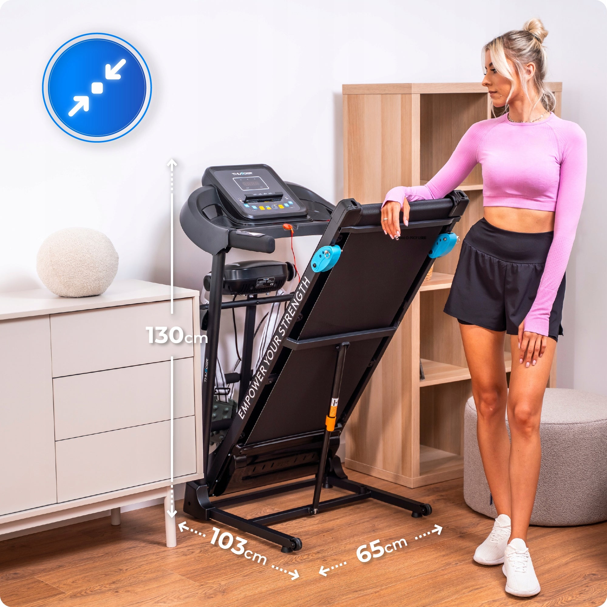 ELECTRIC TREADMILL G8000-D MASSAGER ANGLE OF INCLINATION FOLDING WITH SHOCK ABSORPTION Manufacturer code G8000-D