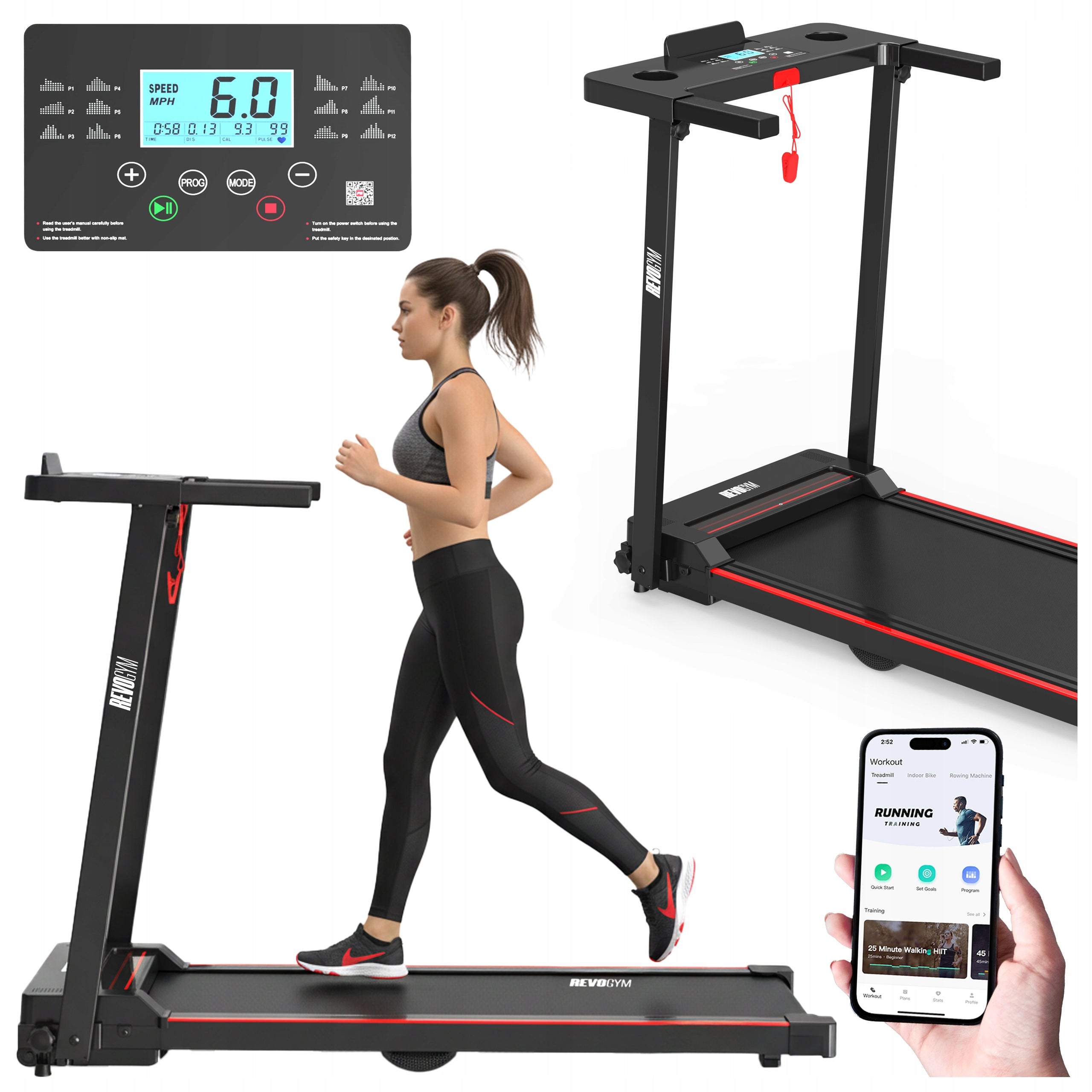 ELECTRIC TREADMILL TRAINING FOLDING HOME RUN 12 KM/H 120 KG BLUETOOTH