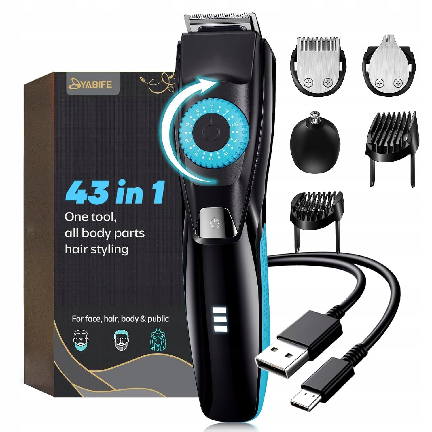 ELECTRIC TRIMMER YABIFE NLQ-H1906 SET WITH CLIPPER ATTACHMENTS