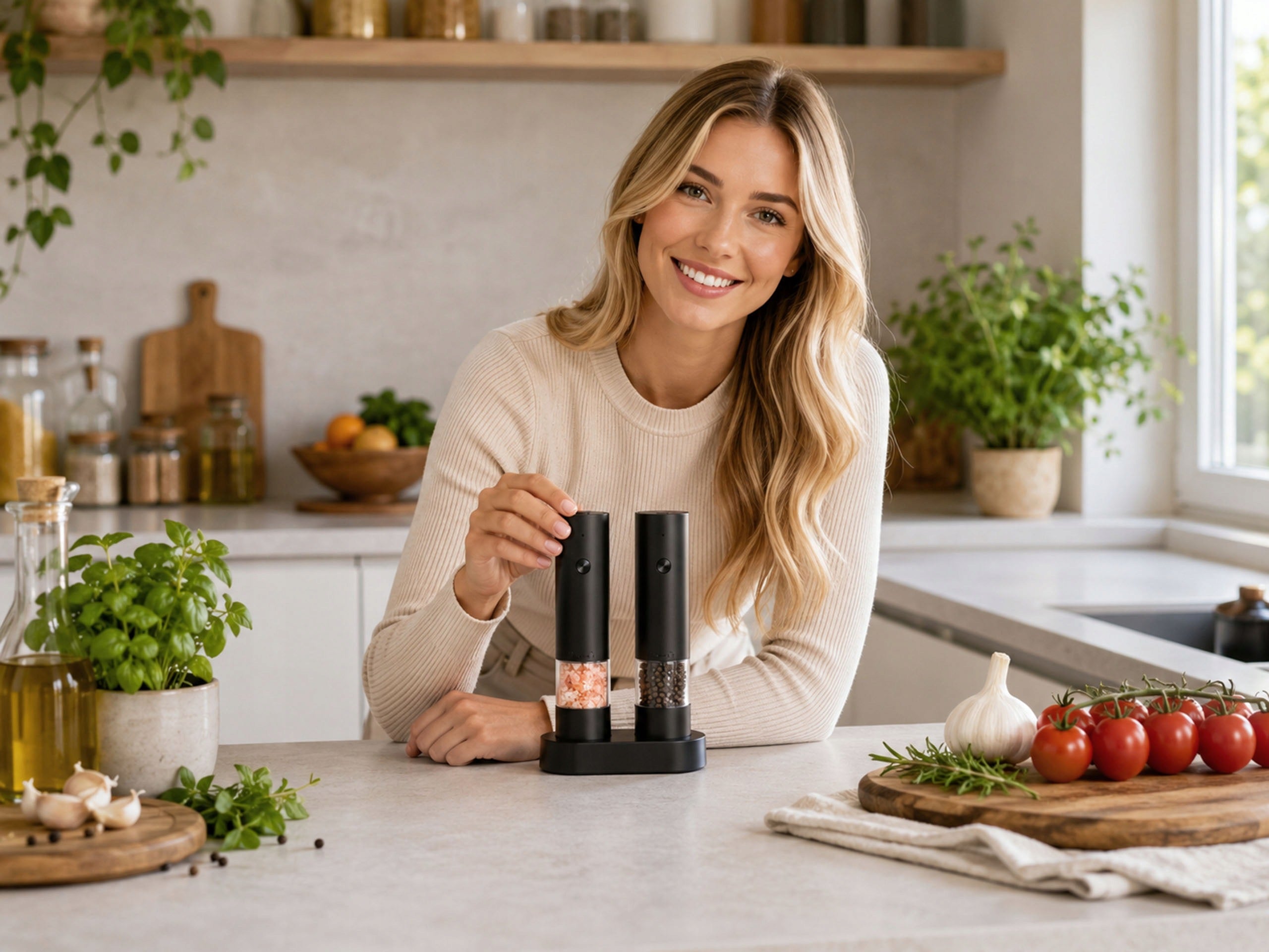 ELECTRIC USB-C PEPPER GRINDER SALT SPICES 2 PIECES SET + CLEANER Packaging status original