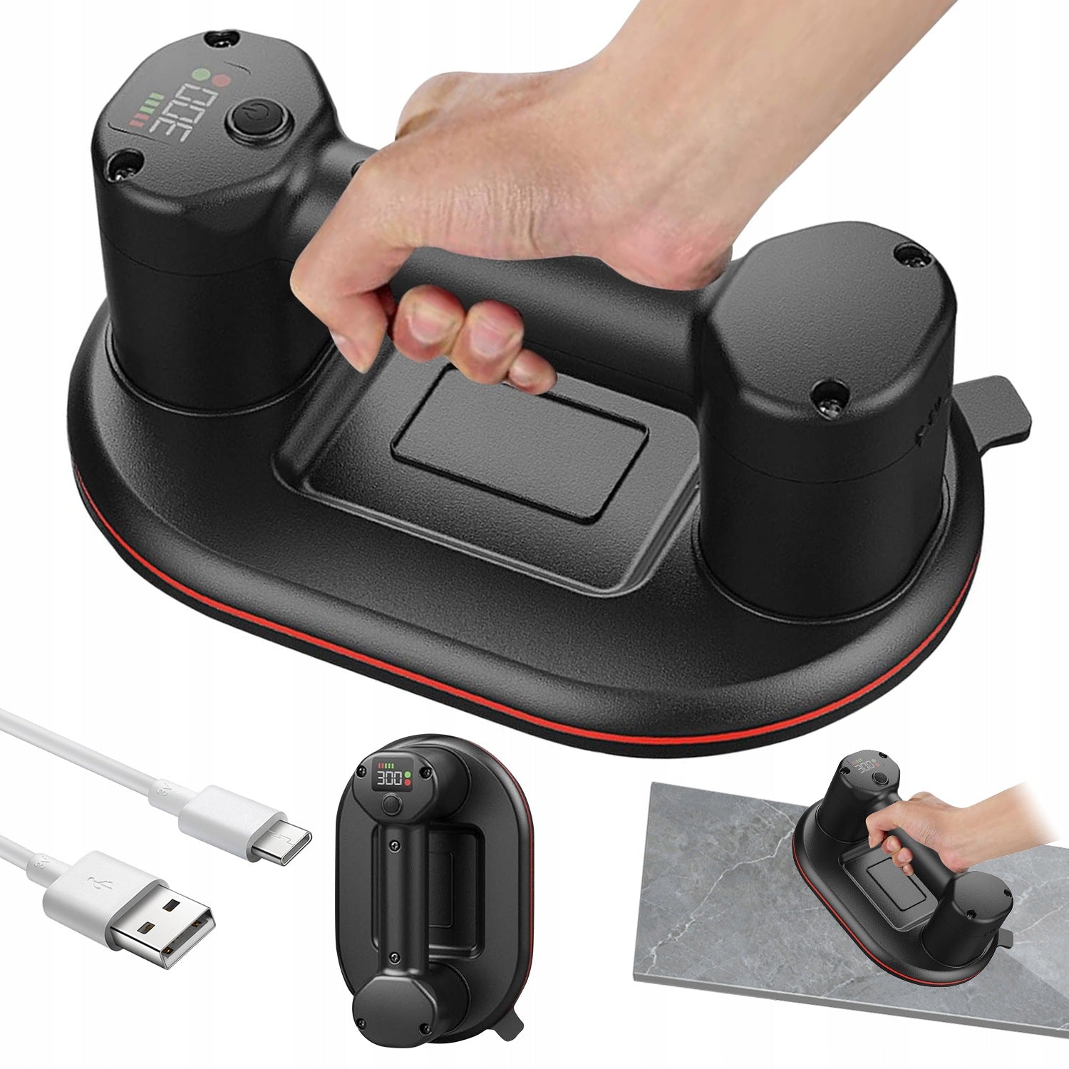 ELECTRIC VACUUM SUCTION CUP TWIN MOTOR METAL WINDOW HOLDER 300KG