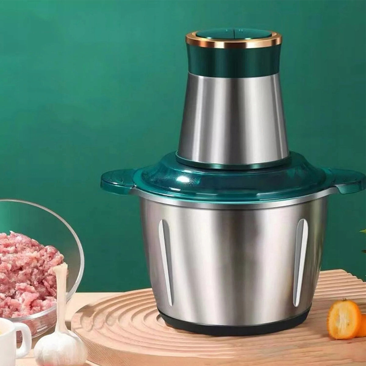 ELECTRIC VEGETABLE FOOD SHREDDER MEAT MIXER STAINLESS STEEL 2L Dominant color silver/gray