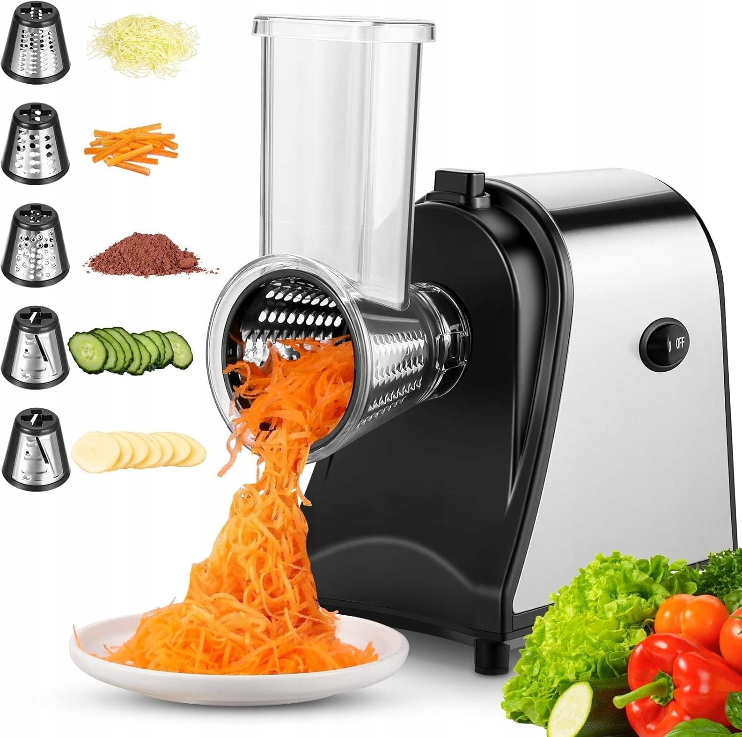 ELECTRIC VEGETABLE SLICER 250W 5 CONICAL BLADES