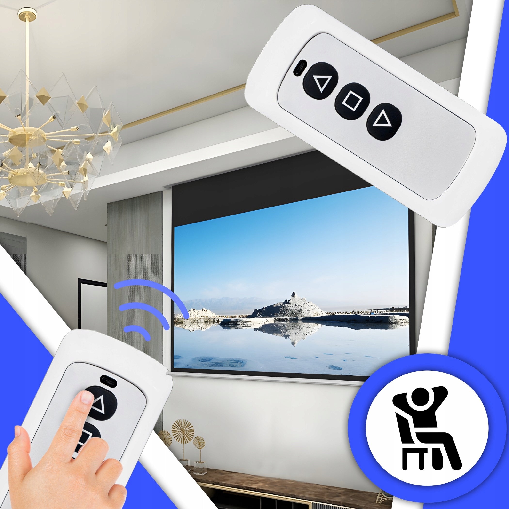 ELECTRIC WALL PROJECTION SCREEN FOR PROJECTOR 125" LARGE FULL HD + REMOTE CONTROL Brand no brand