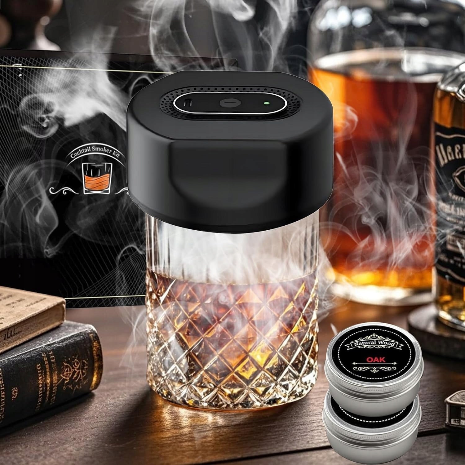 ELECTRIC WHISKEY AND COCKTAIL SMOKER WITH 6 WOOD CHIPS FOR DAD'S GUY Manufacturer code SMOKER DO WHISKEY ZESTAW SMOKER ELEKTRYCZNY