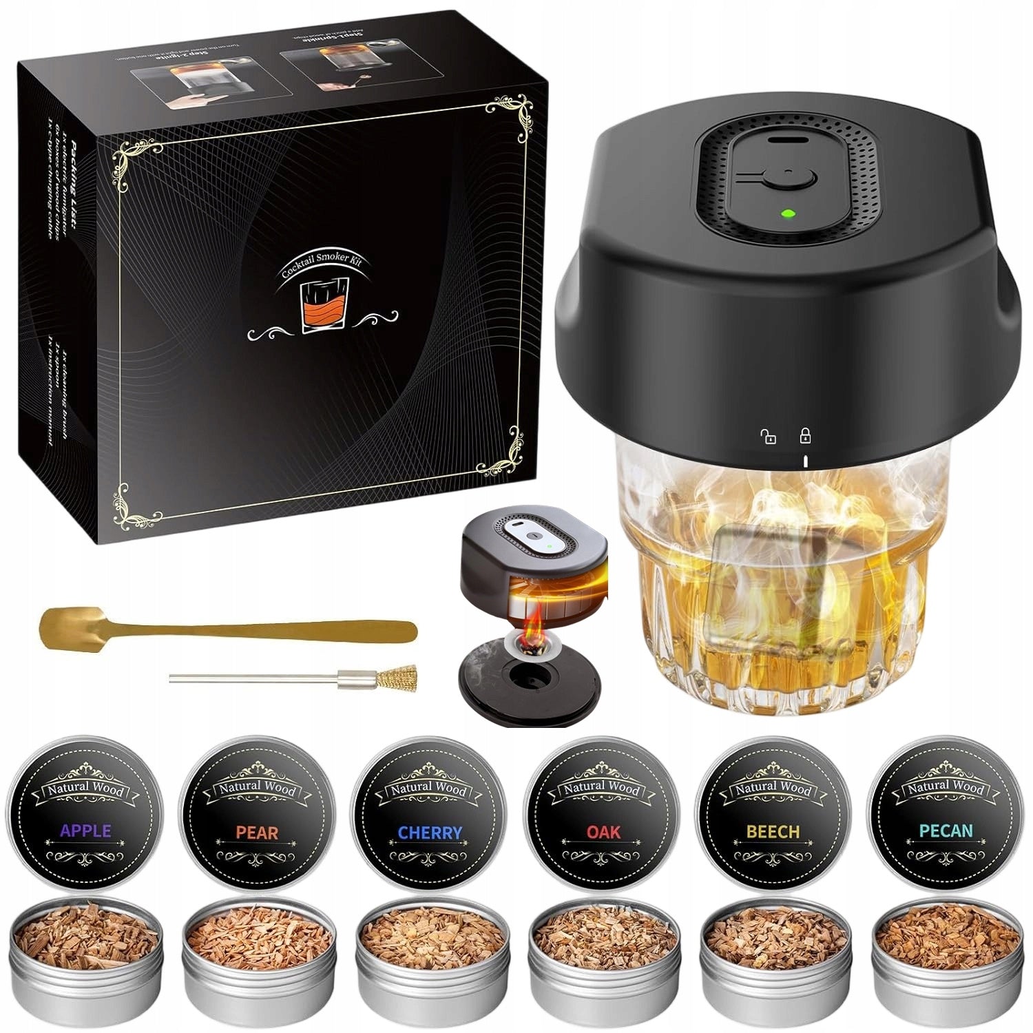 ELECTRIC WHISKEY AND COCKTAIL SMOKER WITH 6 WOOD CHIPS FOR DAD'S GUY