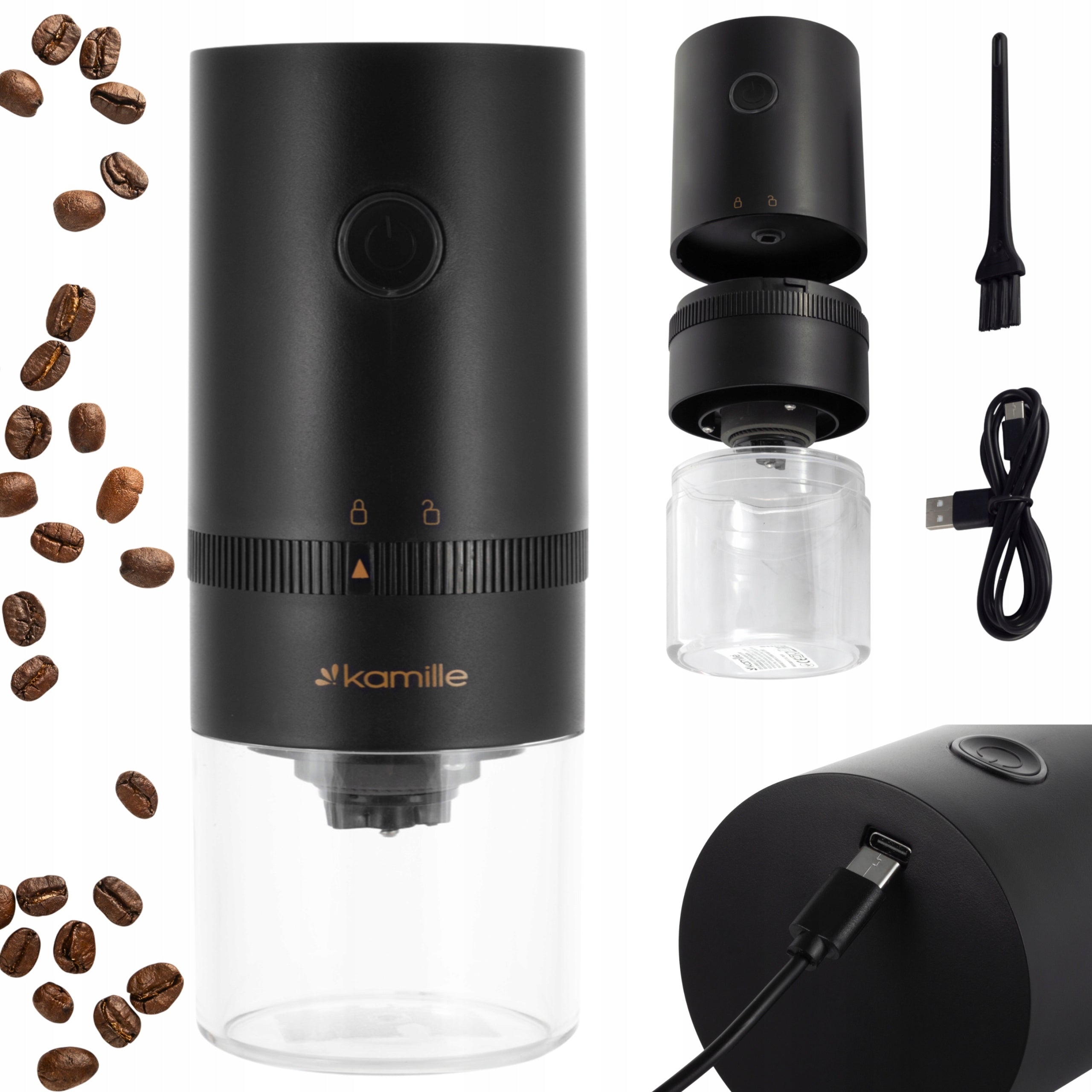 ELECTRIC WIRELESS GRINDER FOR GRINDING COFFEE INCANDESCENT TO USB KAMILLE