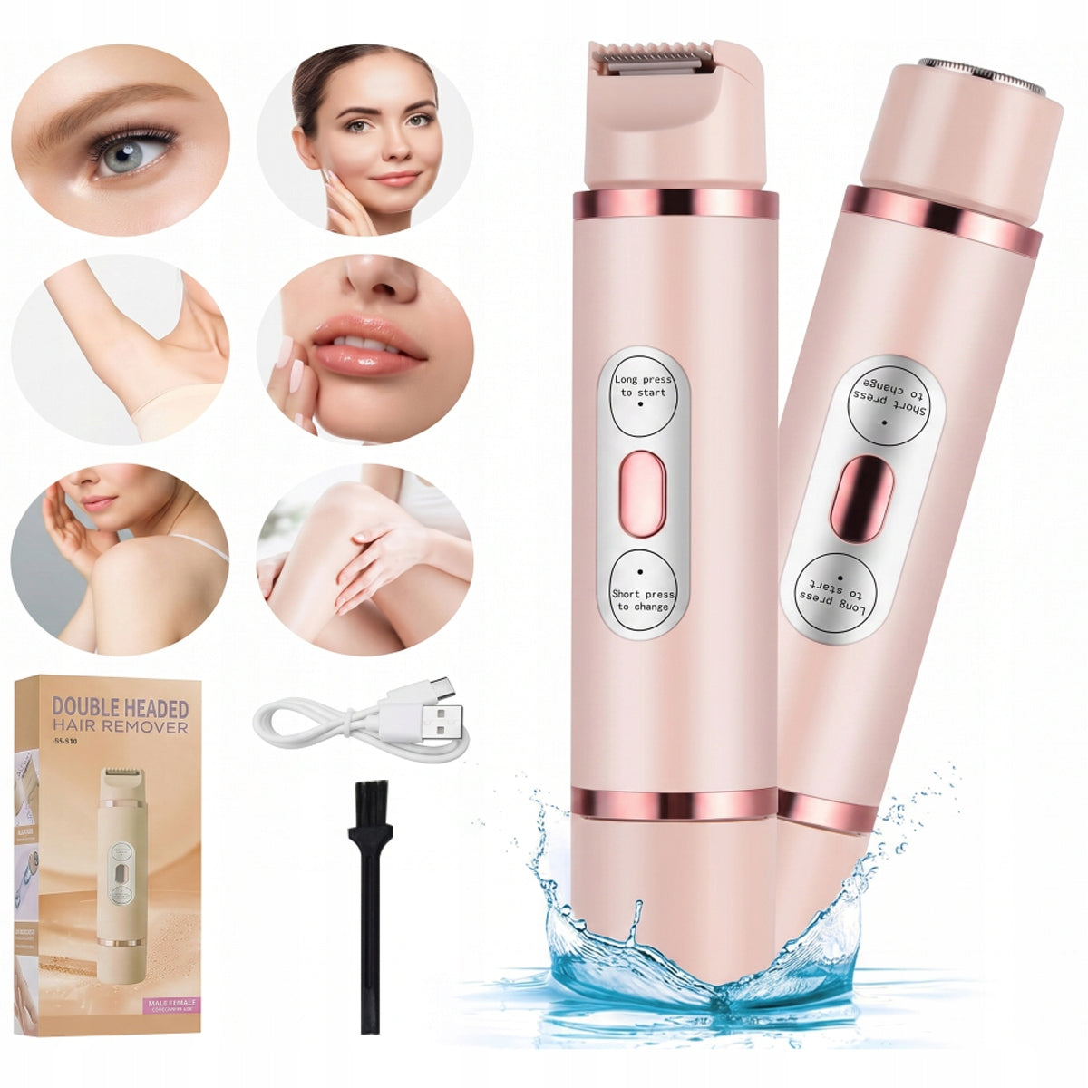 ELECTRIC WOMEN'S SHAVER FOR INTIMATE AREAS AND FACES, BIKINI TRIMMER