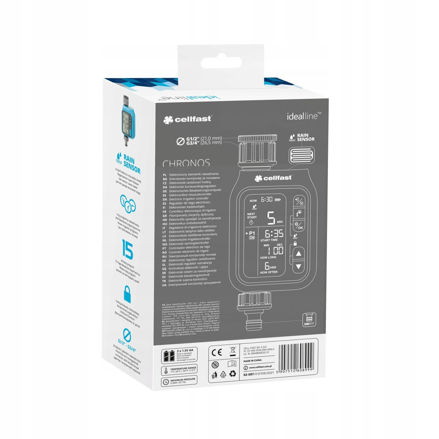 ELECTRONIC IRRIGATION CONTROLLER CHRONOS RAIN SENSOR 52-097 Manufacturer code 52-097