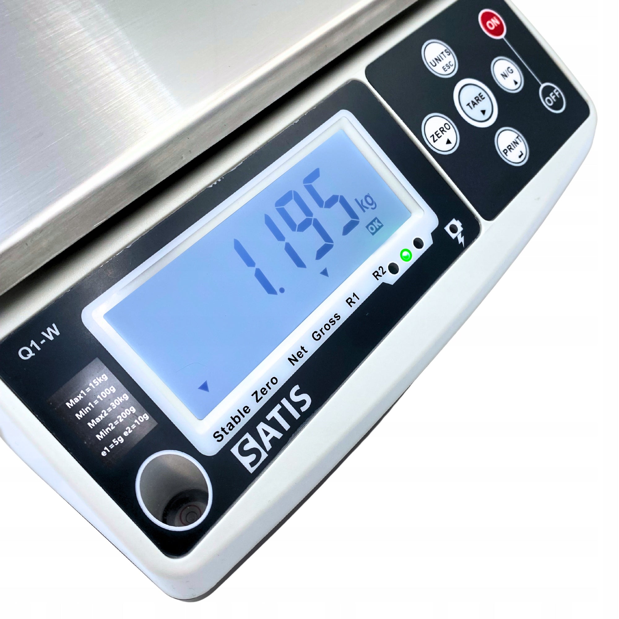 ELECTRONIC SHOP SCALE WITH LEGALIZATION 15kg SIMPLE INDUSTRIAL AKU 6V Product weight with unit packaging 5 kg