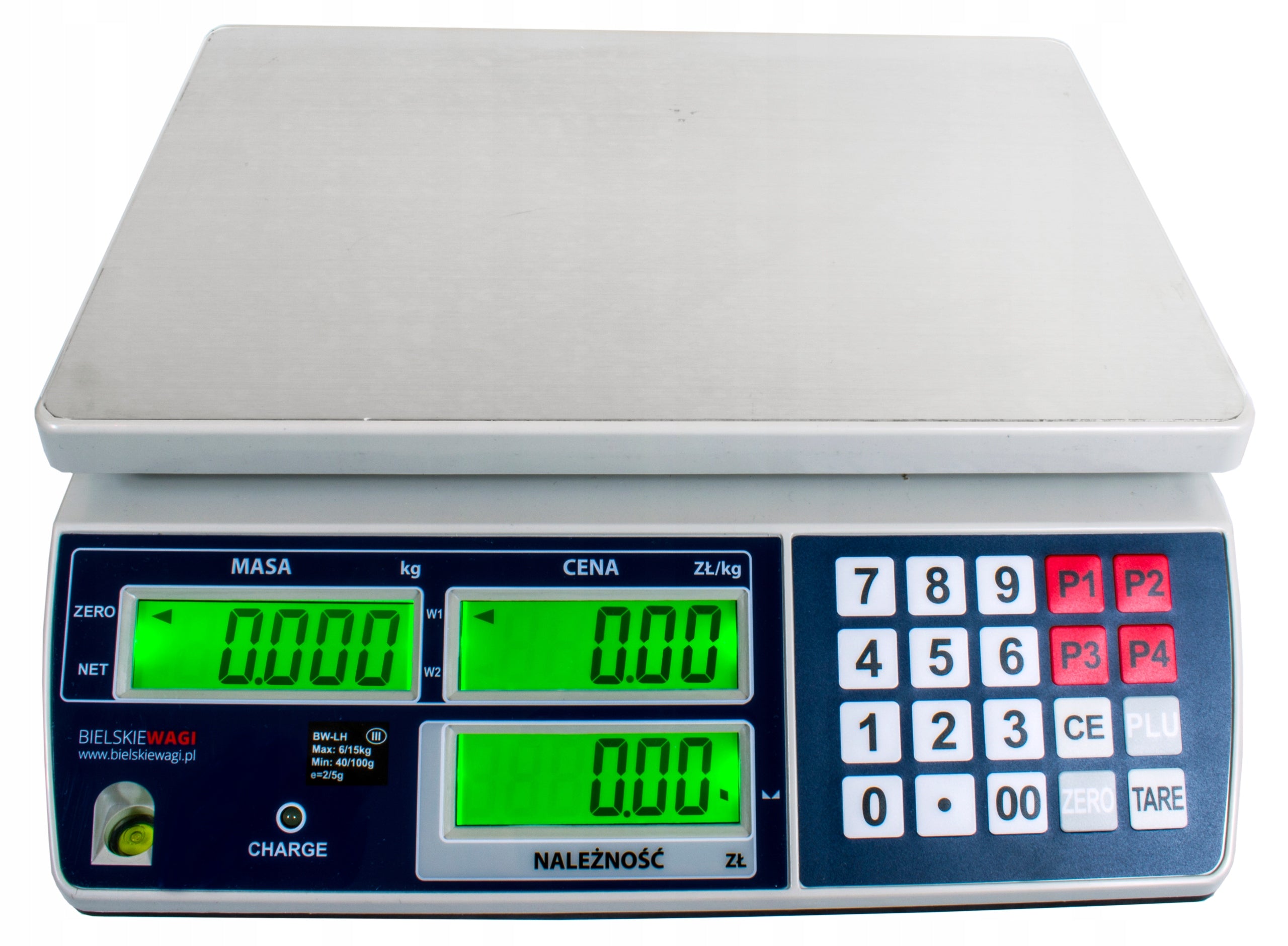 ELECTRONIC SHOP SCALE WITH LEGALIZATION 6 15 KG CALCULATION DOUBLE BAND Power supply battery and mains