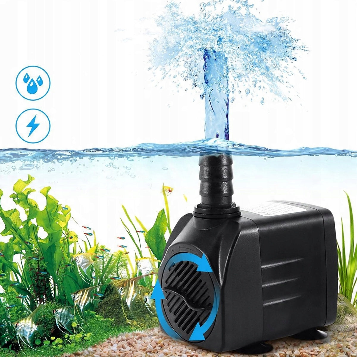 ELECTRONIC WATER PUMP AQUARIUM EYELETS FOUNTAIN WATERFALL 25W 2000L/h Power 25 W