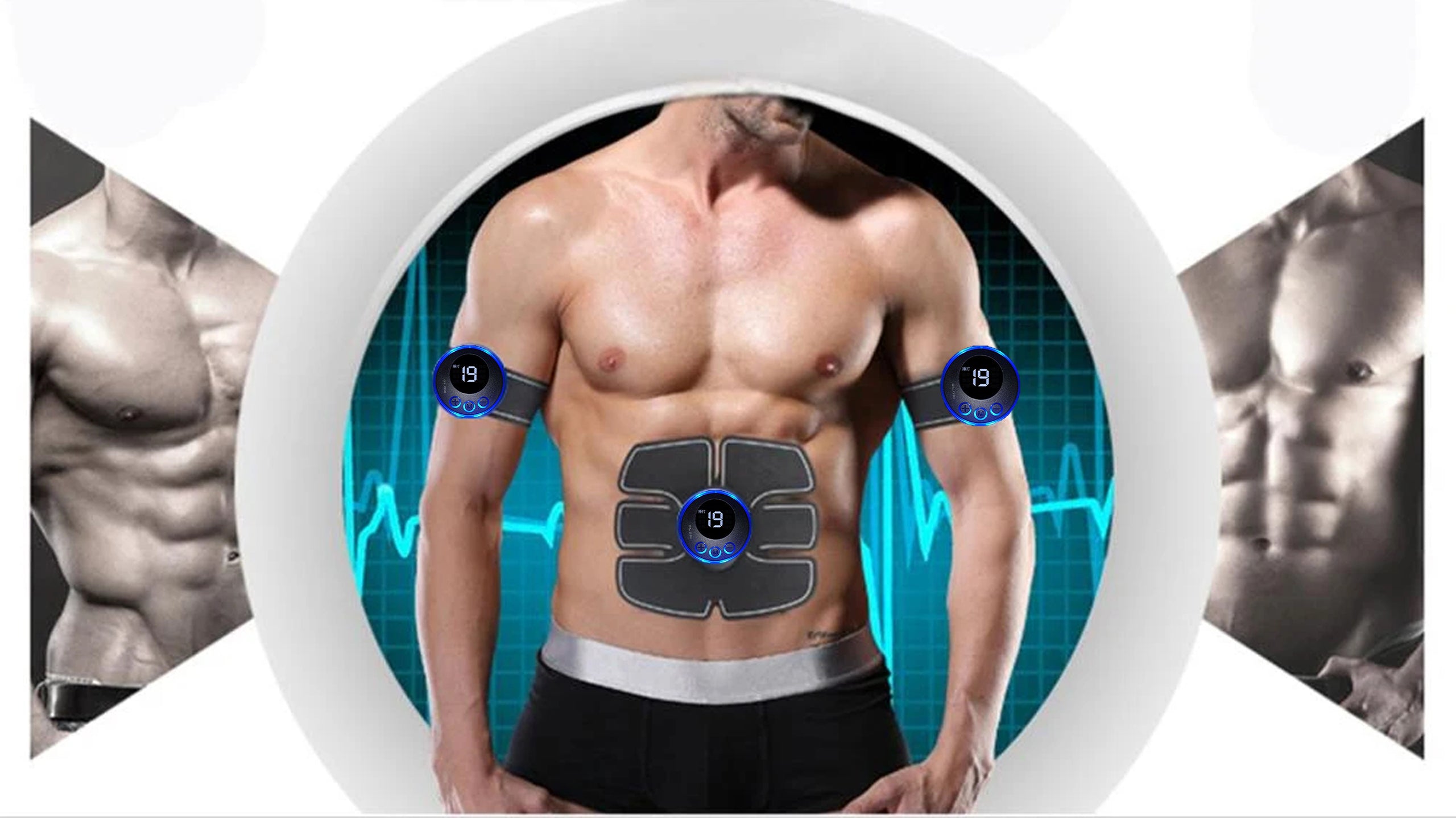 ELECTROSTIMULATOR EMS ABDOMINAL MUSCLES BACK BUTTOCKS LEG MASSAGER 3X Manufacturer code 44-343# rozmiar uniwersalny