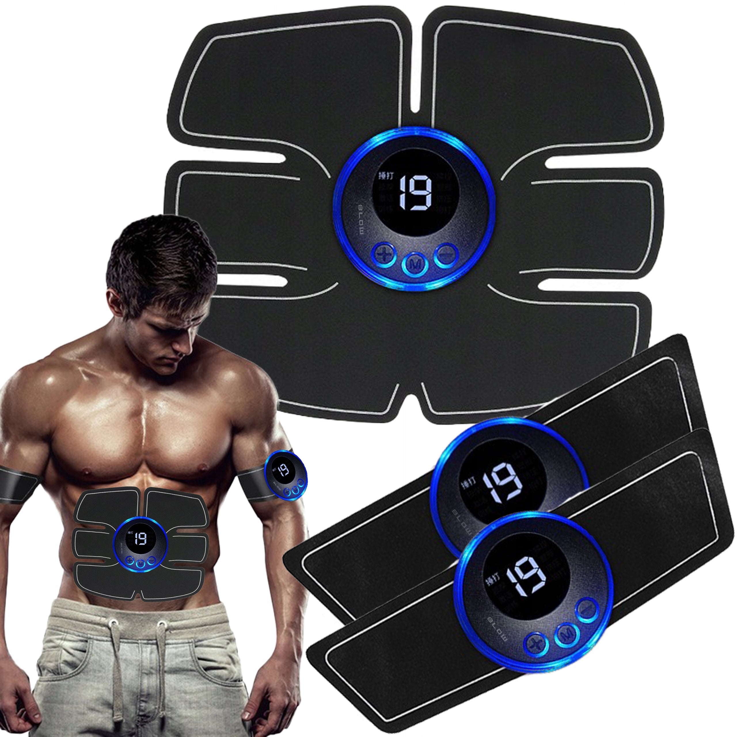 ELECTROSTIMULATOR EMS ABDOMINAL MUSCLES BACK BUTTOCKS LEG MASSAGER 3X Packaging status original