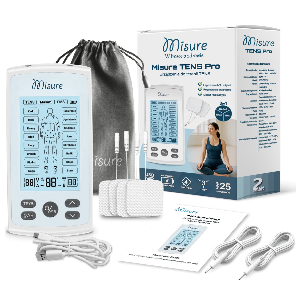 ELECTROSTIMULATOR MUSCLE MASSAGE STIMULATION ELECTROTHERAPY TENS EMS 3in1