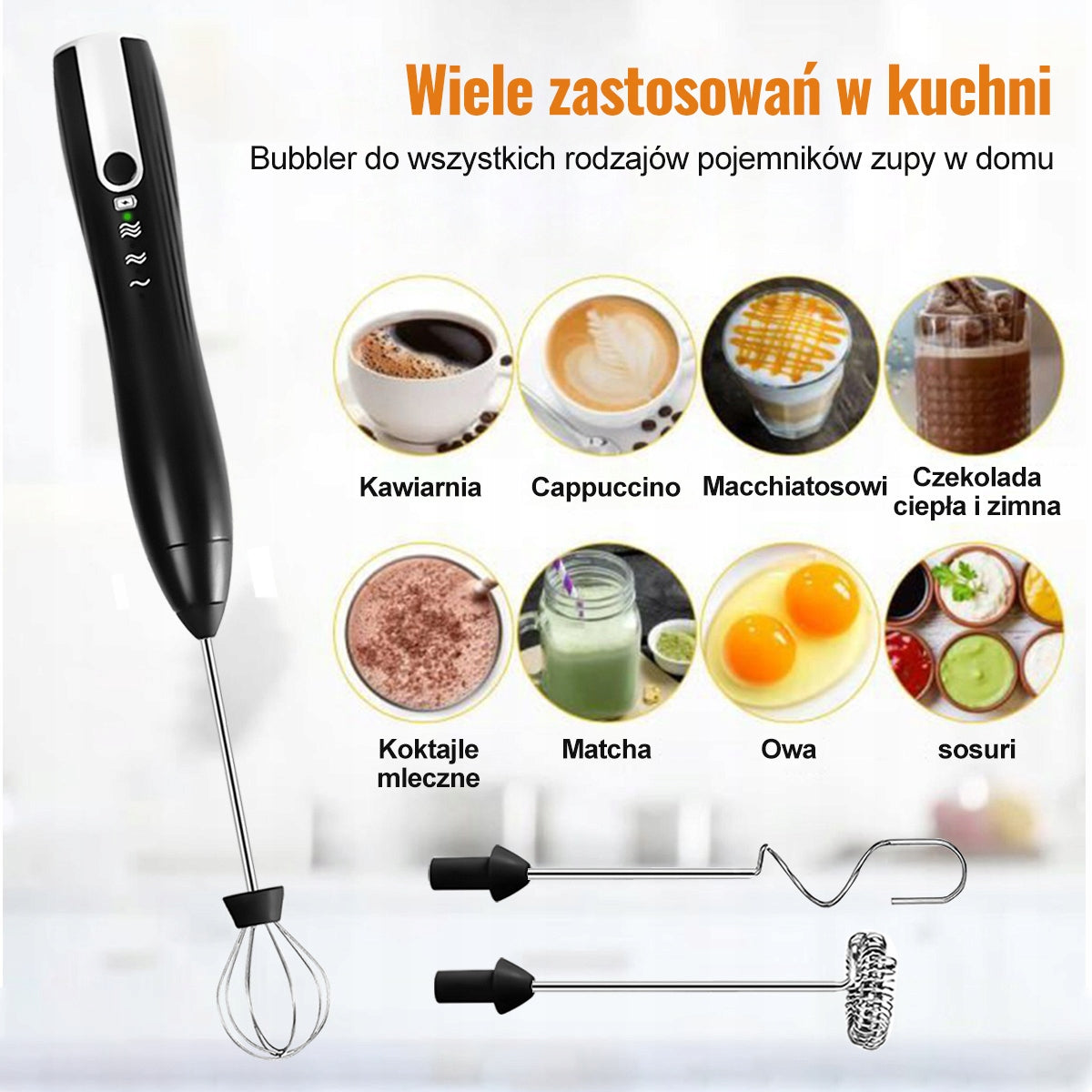 ELEKTRYCZNY SPIENIACZ DO MLEK 3 IN 1 do kawy piany mikser ŁADOWANIE USB Packaging status original