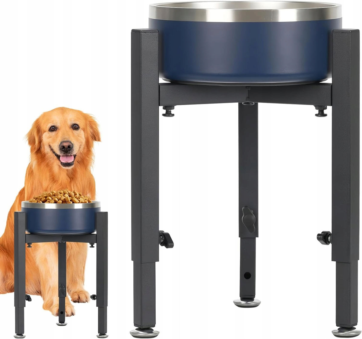 ELEVATED DOG BOWL ADJUSTABLE HEIGHT AND WIDTH STABLE STAND