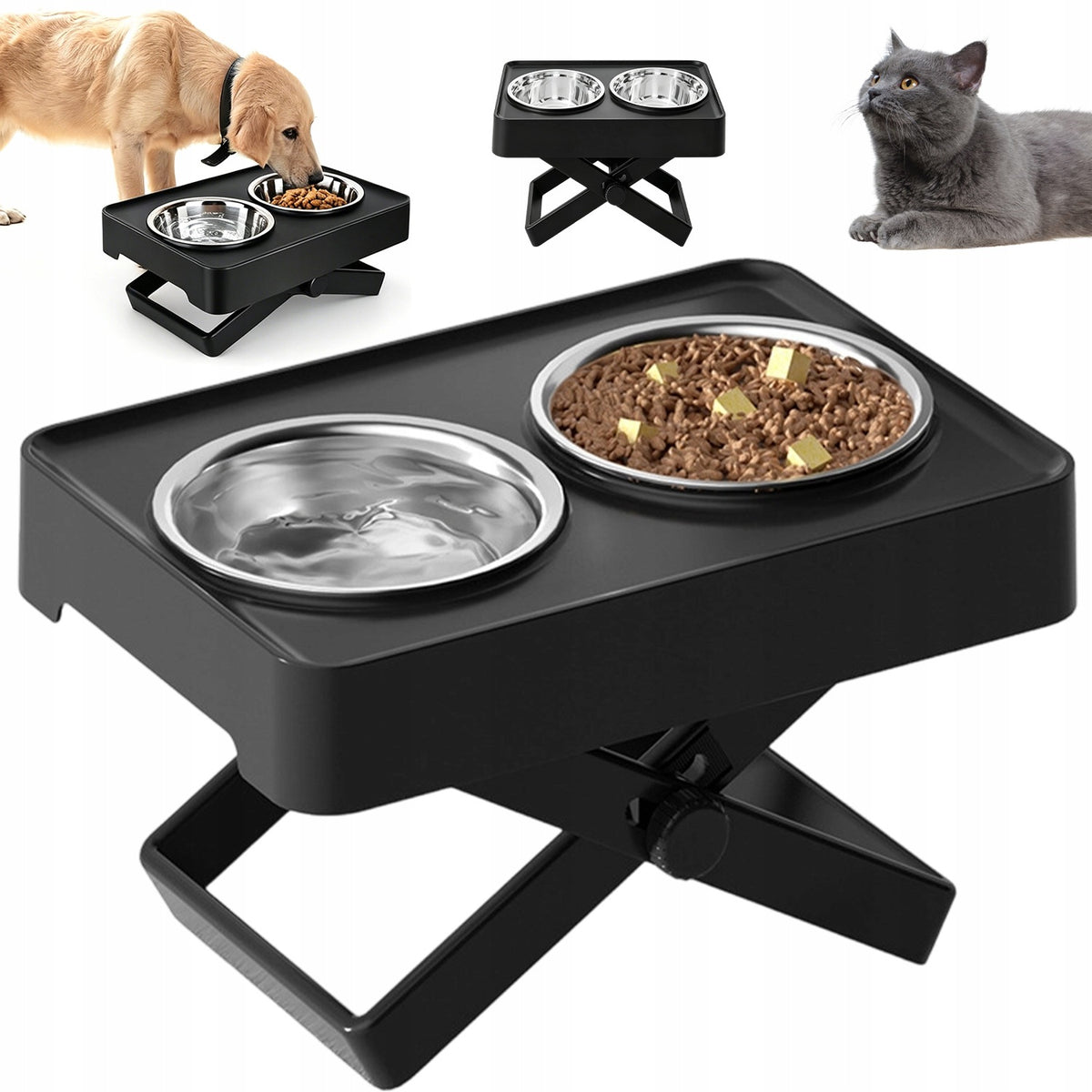 ELEVATED DOG BOWL ADJUSTABLE SUPPORTS PERSISTENT DIGESTION
