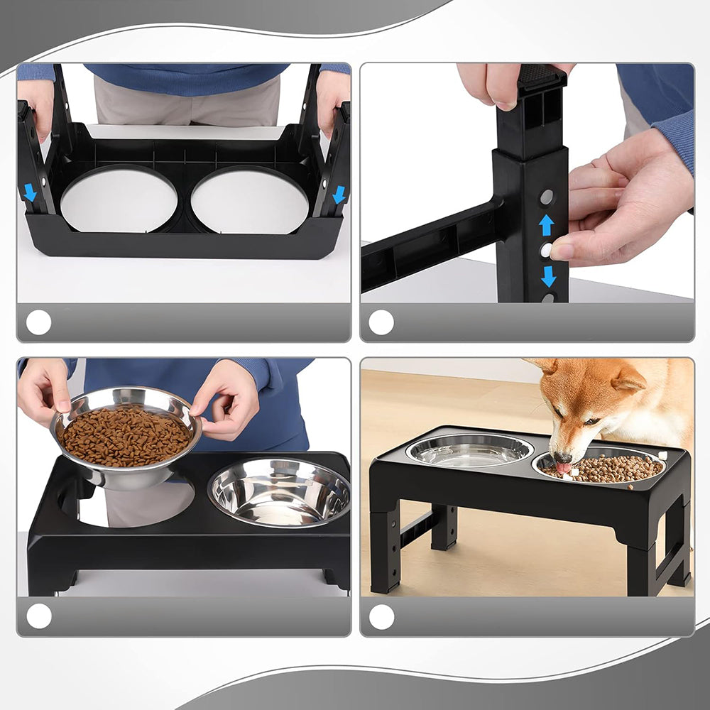 ELEVATED DOG FEEDING STATION WATER BOWL AND FOOD ADJUSTABLE Brand no brand