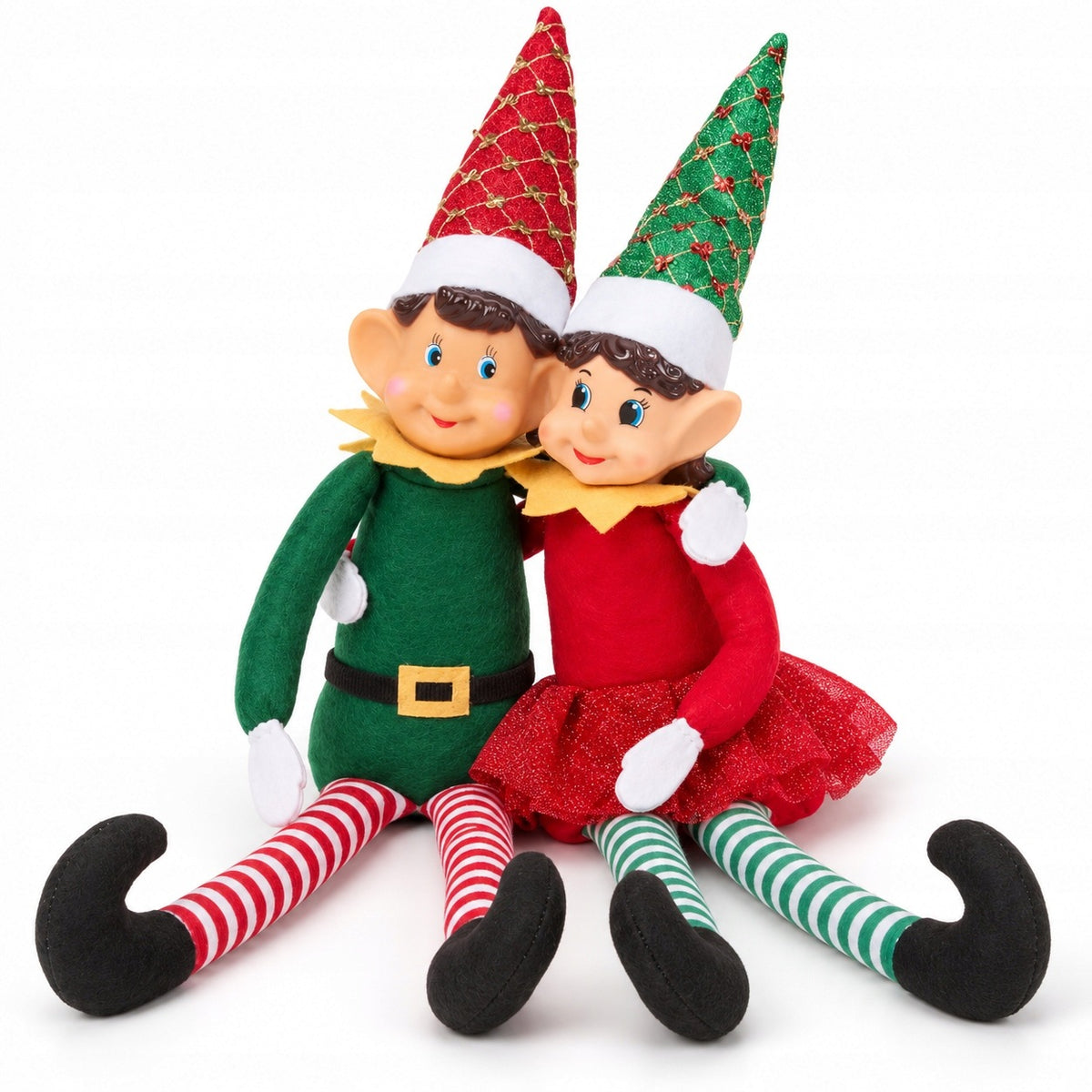 ELF MISCHIEVOUS COUPLE 2 PCS 40 CM BOY GIRL CHRISTMAS LEPRECHAUNS XMAS