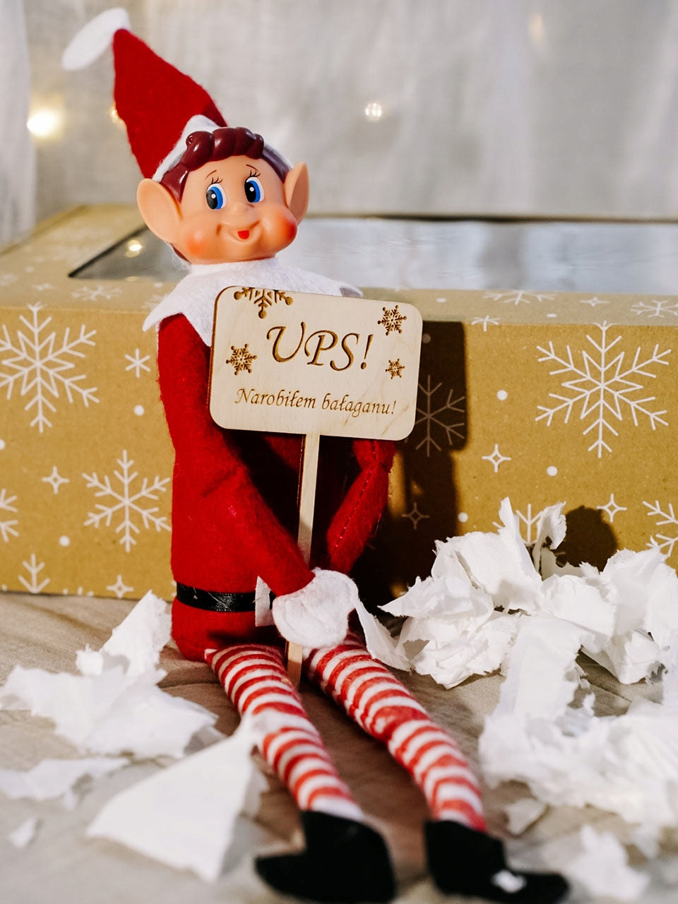 ELF MISCHIEVOUS FIGURINE DOOR SIGN SET ADVENT TASKS PAKA GADGETS Packaging status original