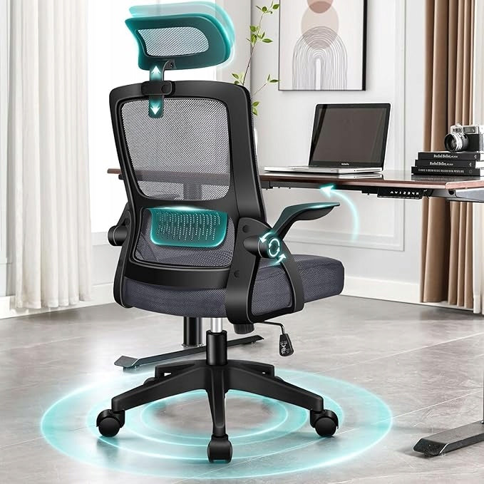 ELFORDSON Mesh Office Chair with Lumbar Headrest Armrests Manufacturer code B3074