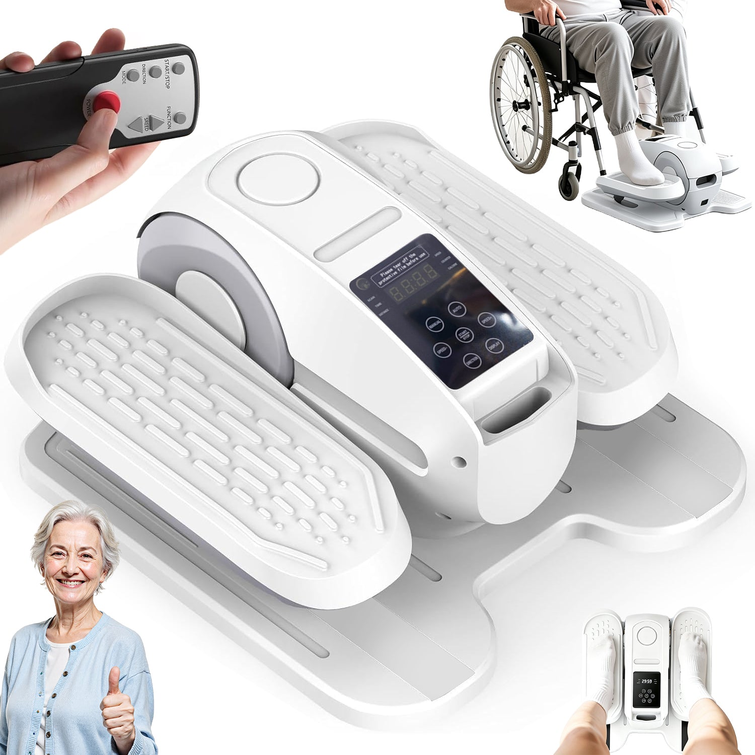ELLIPTICAL TRAINER MINI ELLIPTICAL CROSS TRAINER ELECTRIC REMOTE CONTROL 2 MODES 12 LEVELS 50W