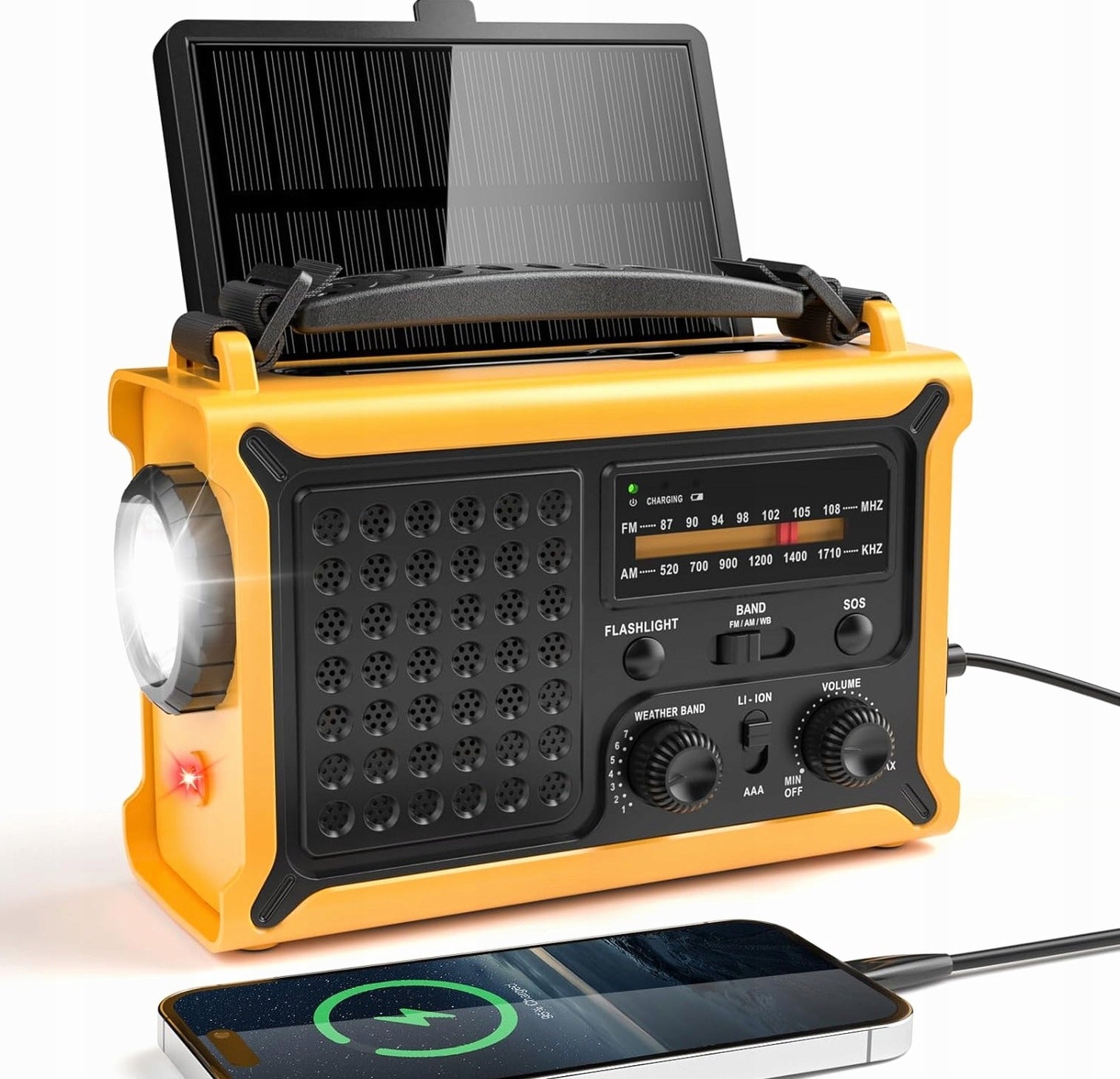 EMERGENCY PORTABLE POWER SUPPLY CRANK SOLAR POWERBANK FLASHLIGHT BATTERY