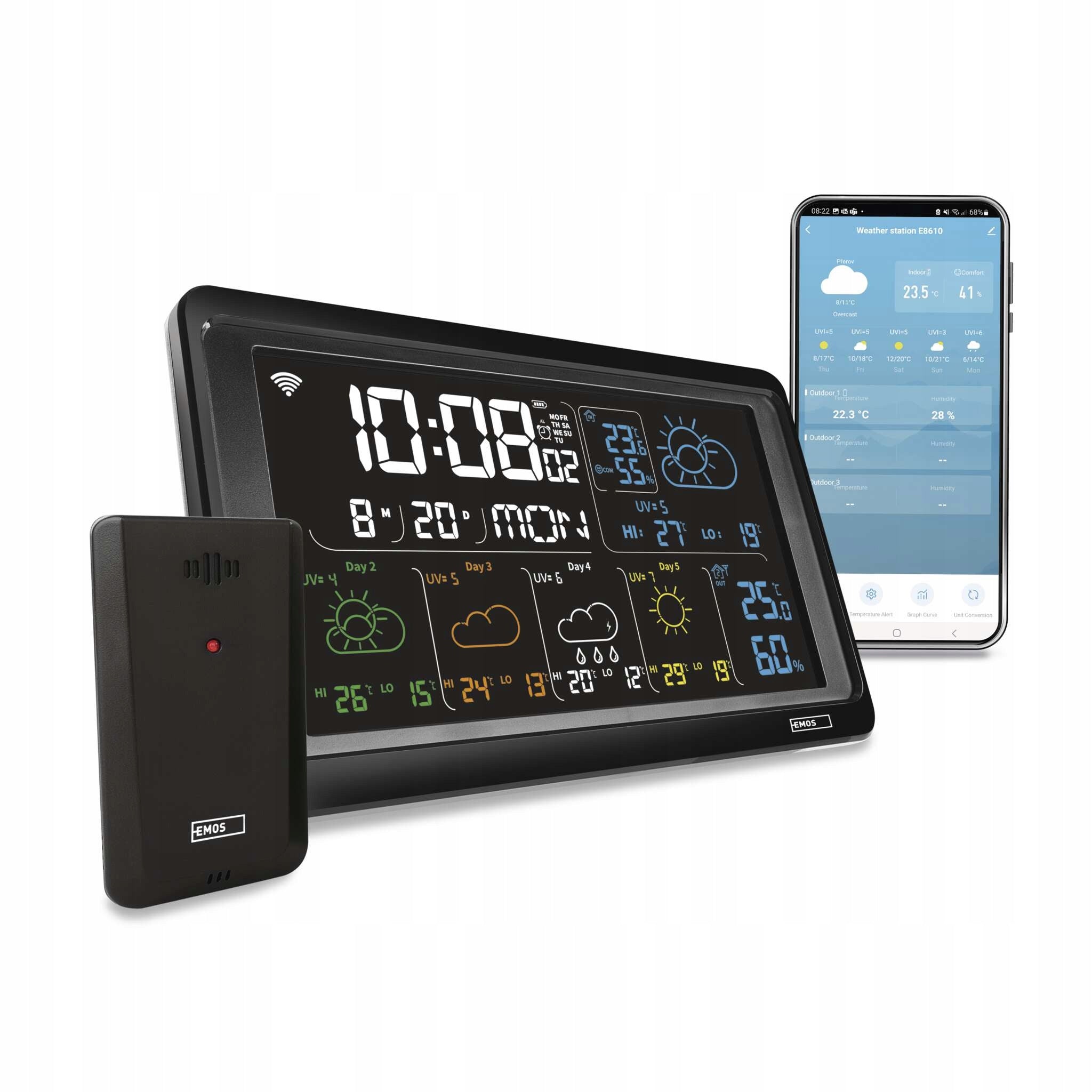 EMOS GoSmart WiFi meteostanice s čidlem E8610