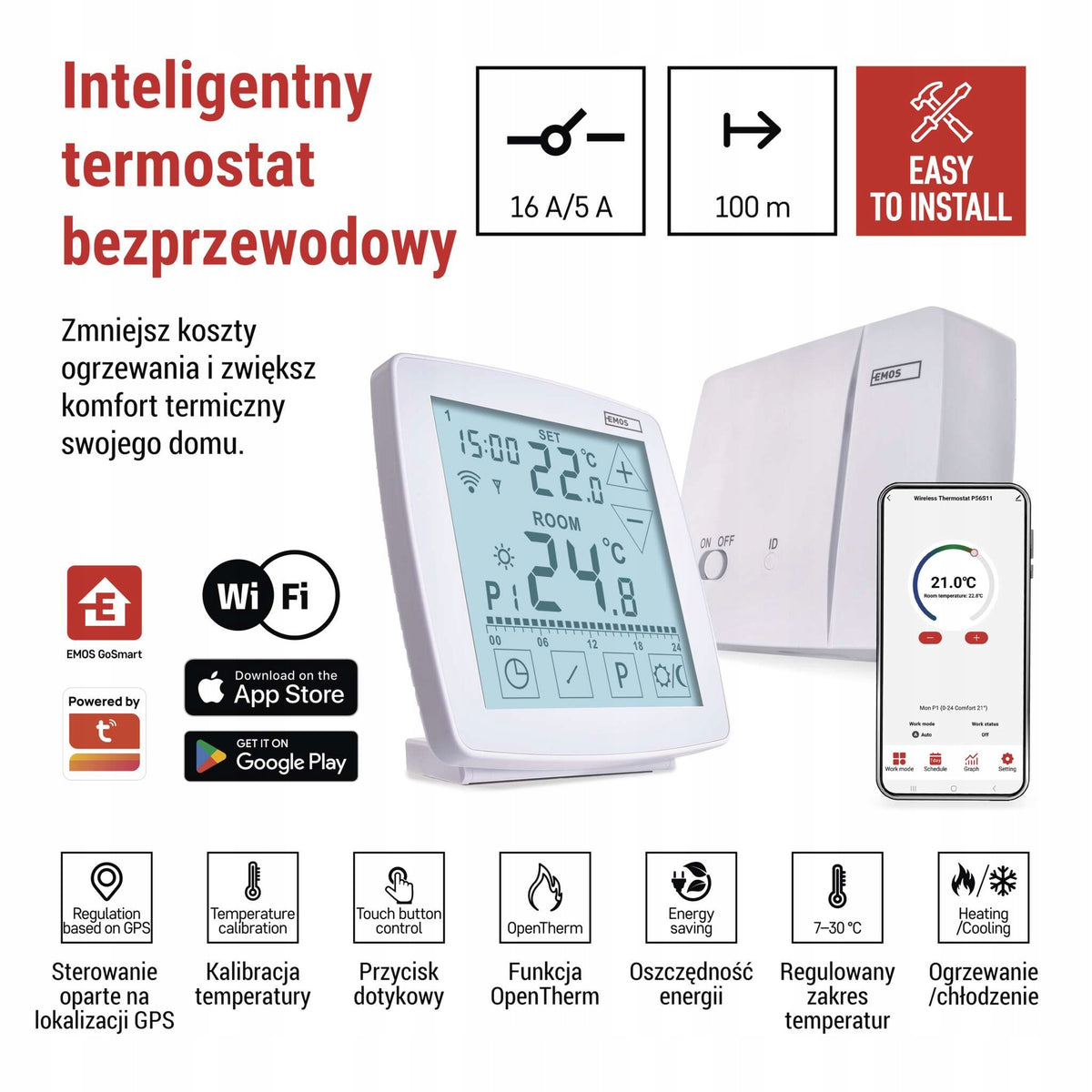 EMOS GoSmart WiFi termostat OpenTherm P56S11 Product weight with unit packaging 0.3 kg