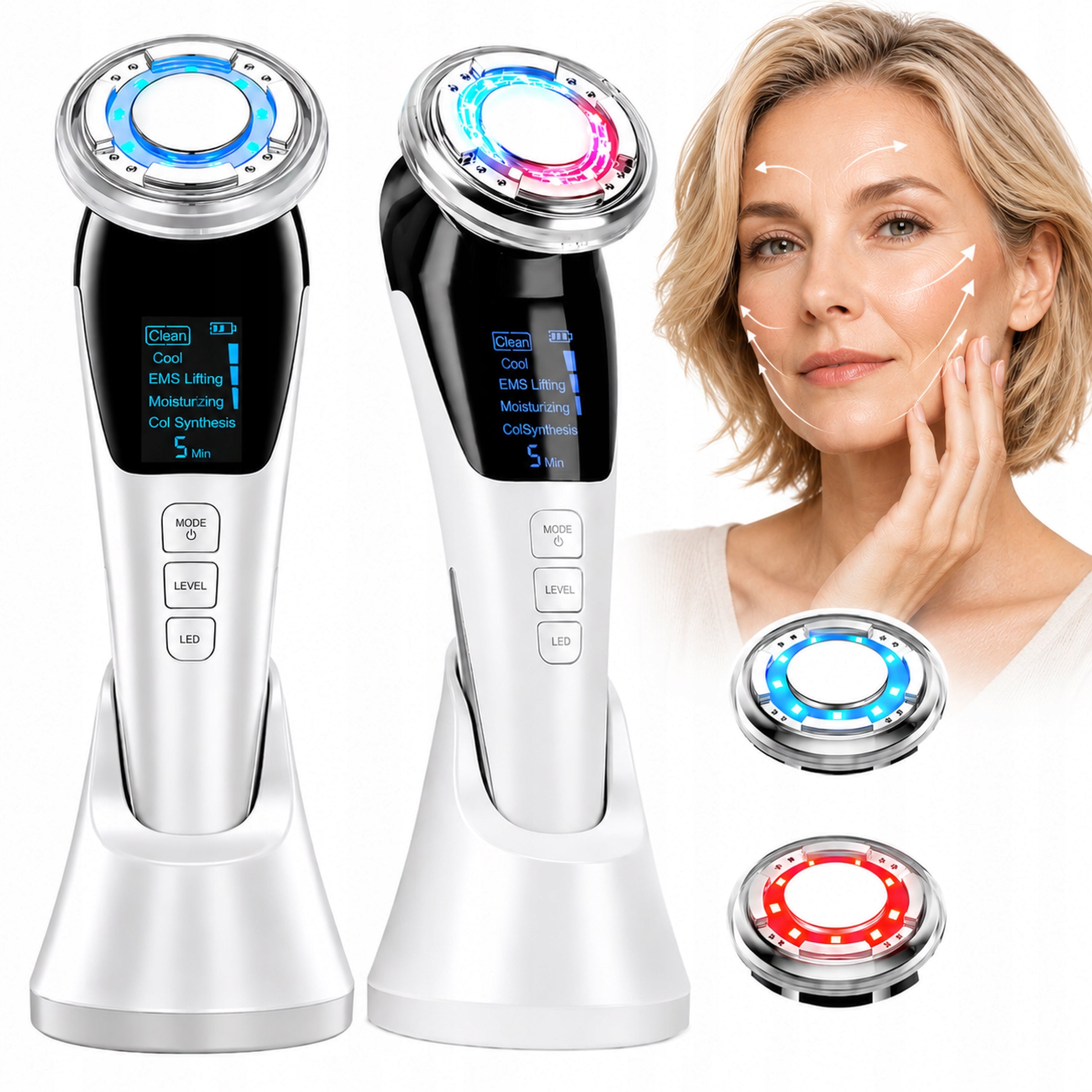 EMS LED Wireless Face Massager 7in1 Needleless Mesotherapy