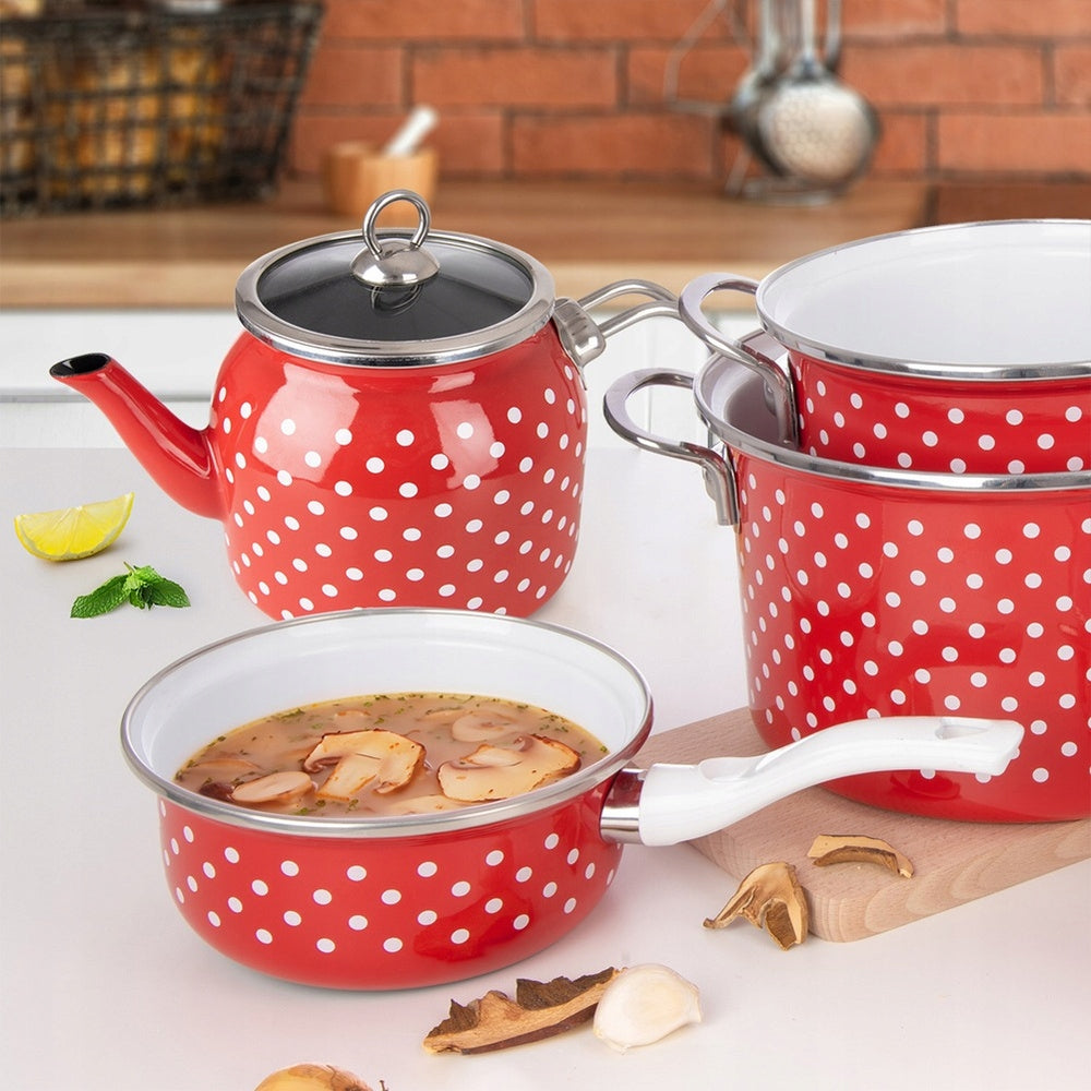 ENAMEL Kettle for boiling water for water teapot jug WITH DOTS 1,1L Packaging status original