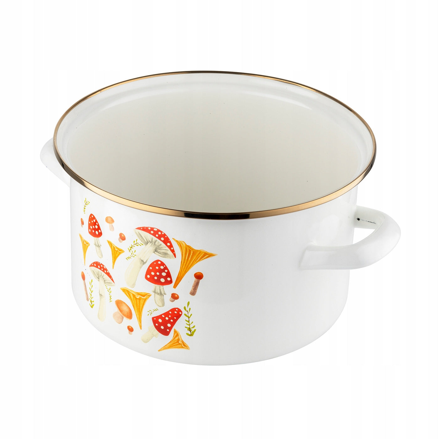 ENAMEL POT EMALIA PLESZEW MUSHROOMS 22 CM INDUCTION GAS WHITE PATTERN 4,8L Manufacturer code 0G3299