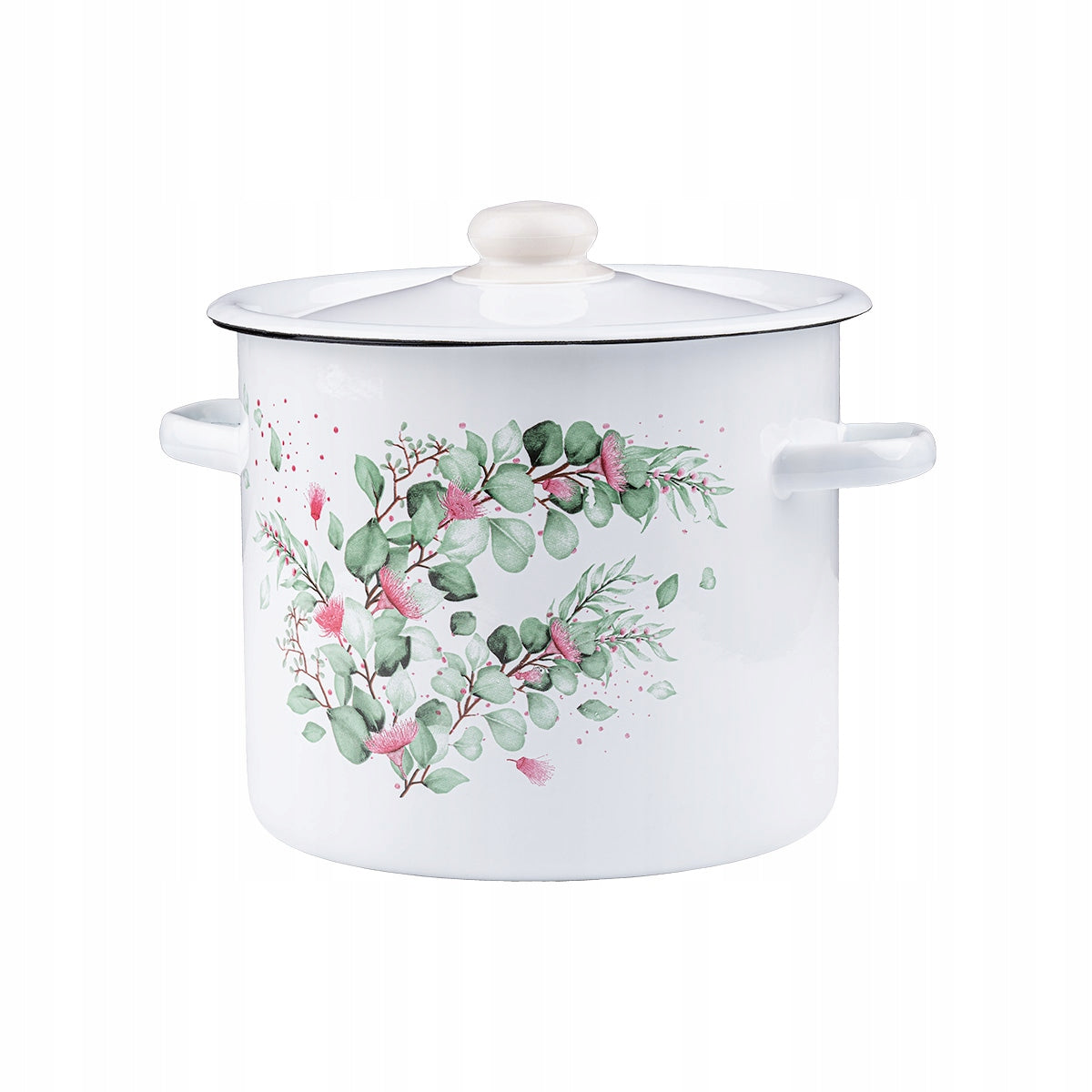 ENAMEL POT WITH LID 7L GAR DECORATED LARGE EUCALYPTUS FOR BIGOS BROTH EAN (GTIN) 5903771845984