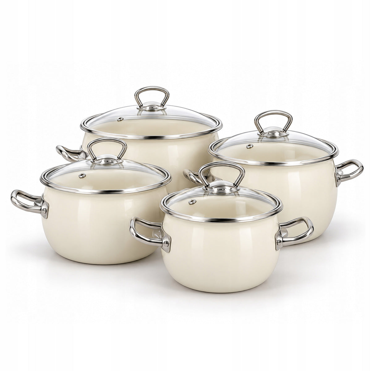 ENAMEL POTS WITH LID INDUCTION GAS ENAMEL DISHES OLKUSZ SET OF 8EL