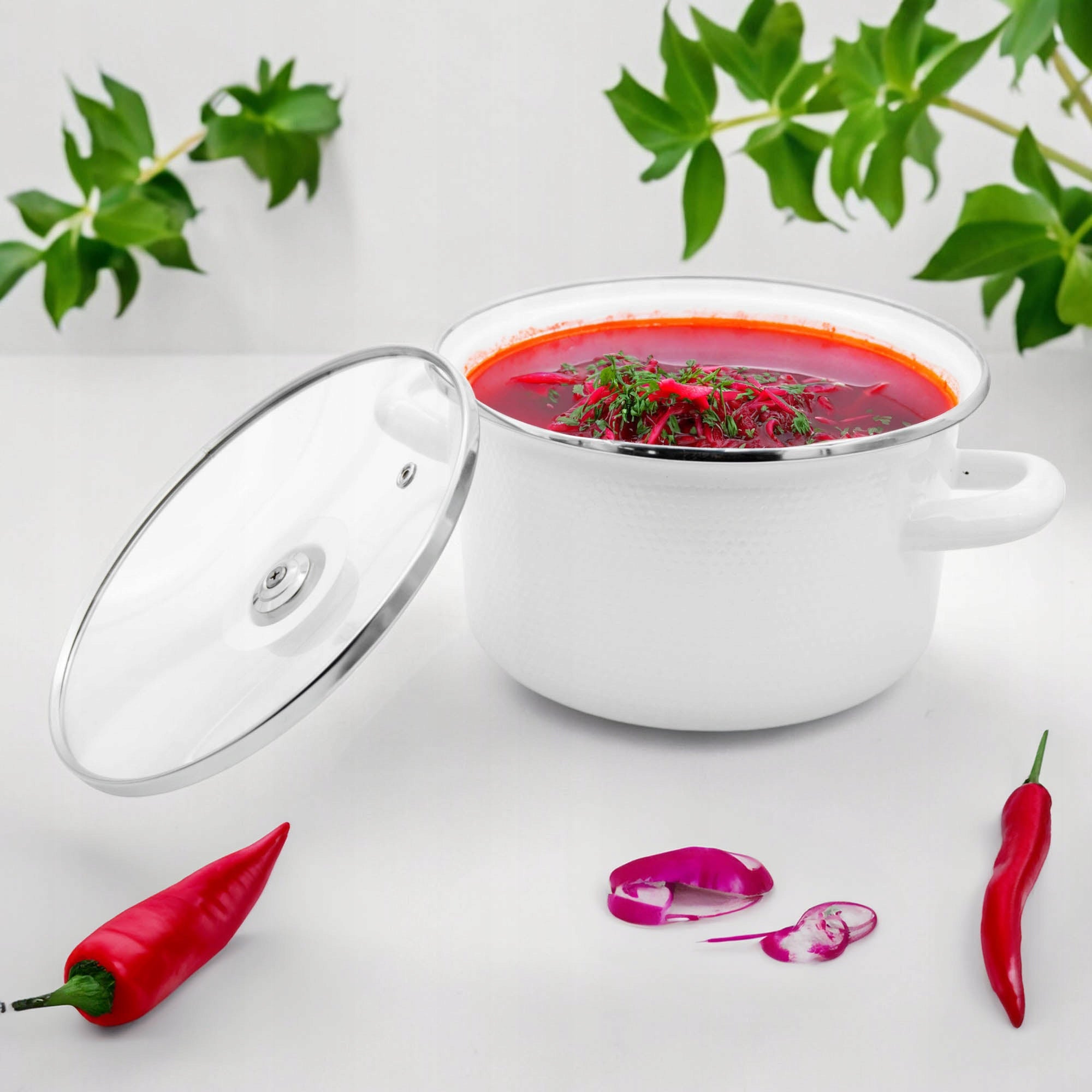 ENAMEL pot 3L traditional 18cm with COVER universal 3D with handles Brand Meyerhoff