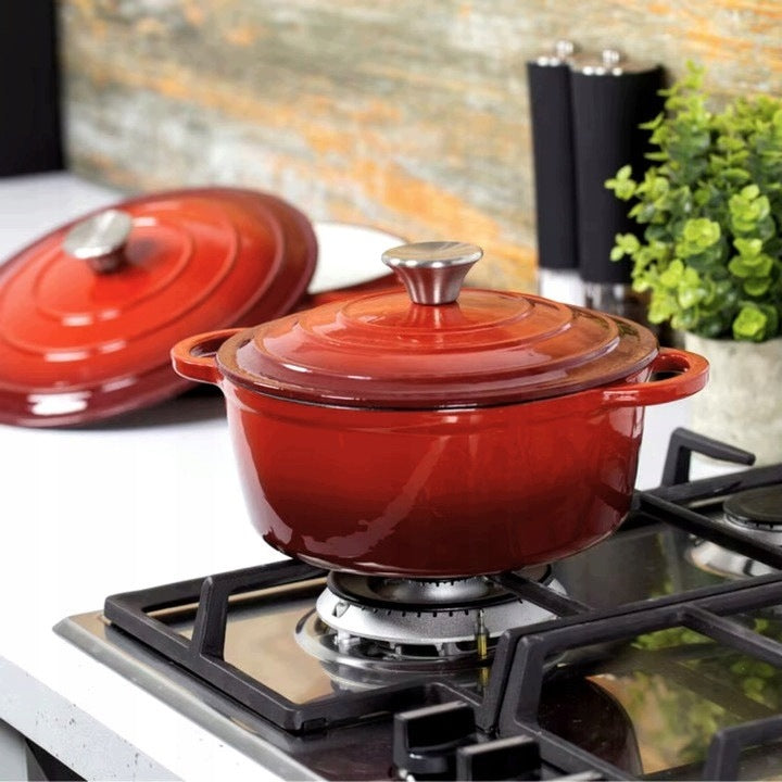 ENAMELED CAST IRON POT 22cm BREAD INDUCTION OVEN RED HEAVY 4L Manufacturer code GH  6003