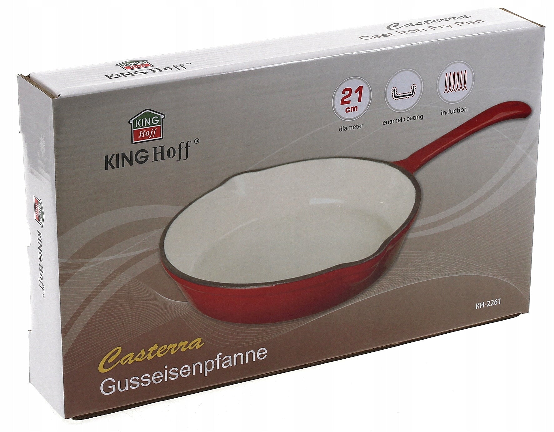 ENAMELLED CAST IRON PAN 21 cm Red KINGHoff Induction Gas Brand Kinghoff