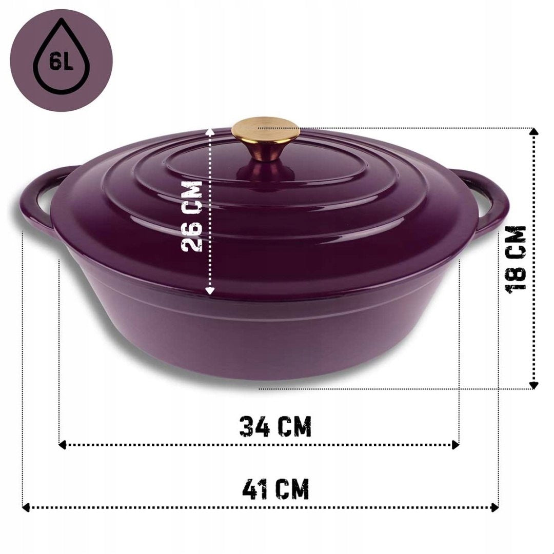 ENAMELLED CAST IRON PAN GOOSEBERRY 6L HAGE EGGPLANT Brand HAGE