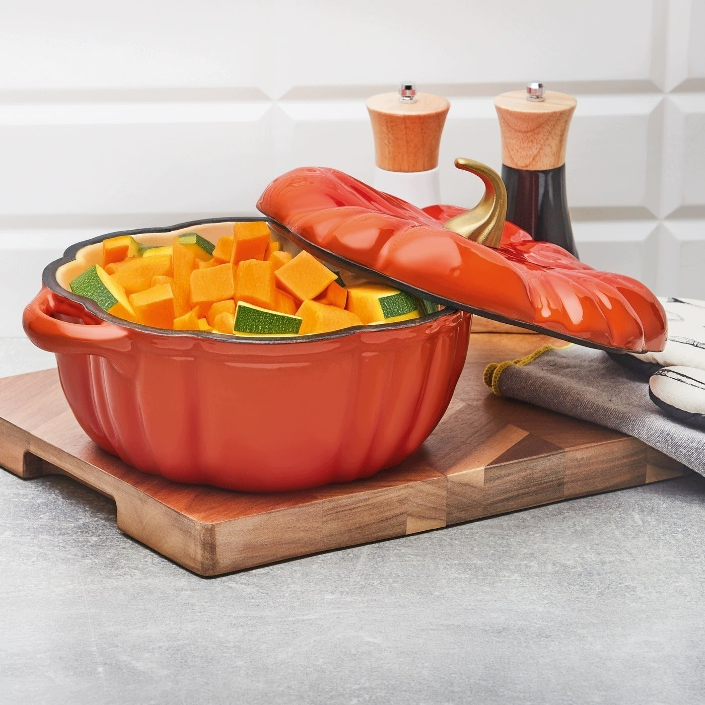 ENAMELLED Cast Iron POT with Lid Orange Konighoffer Pumpkin 3L Packaging status original