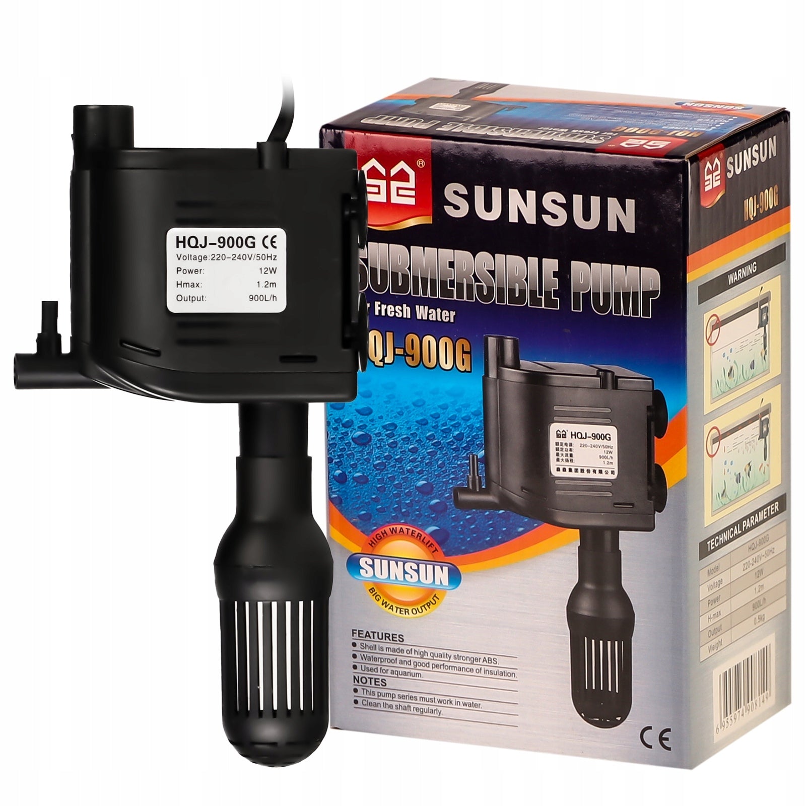 ENERGY-SAVING WATER PUMP UNIVERSAL USE - SUNSUN HQJ-900G Power 12 W