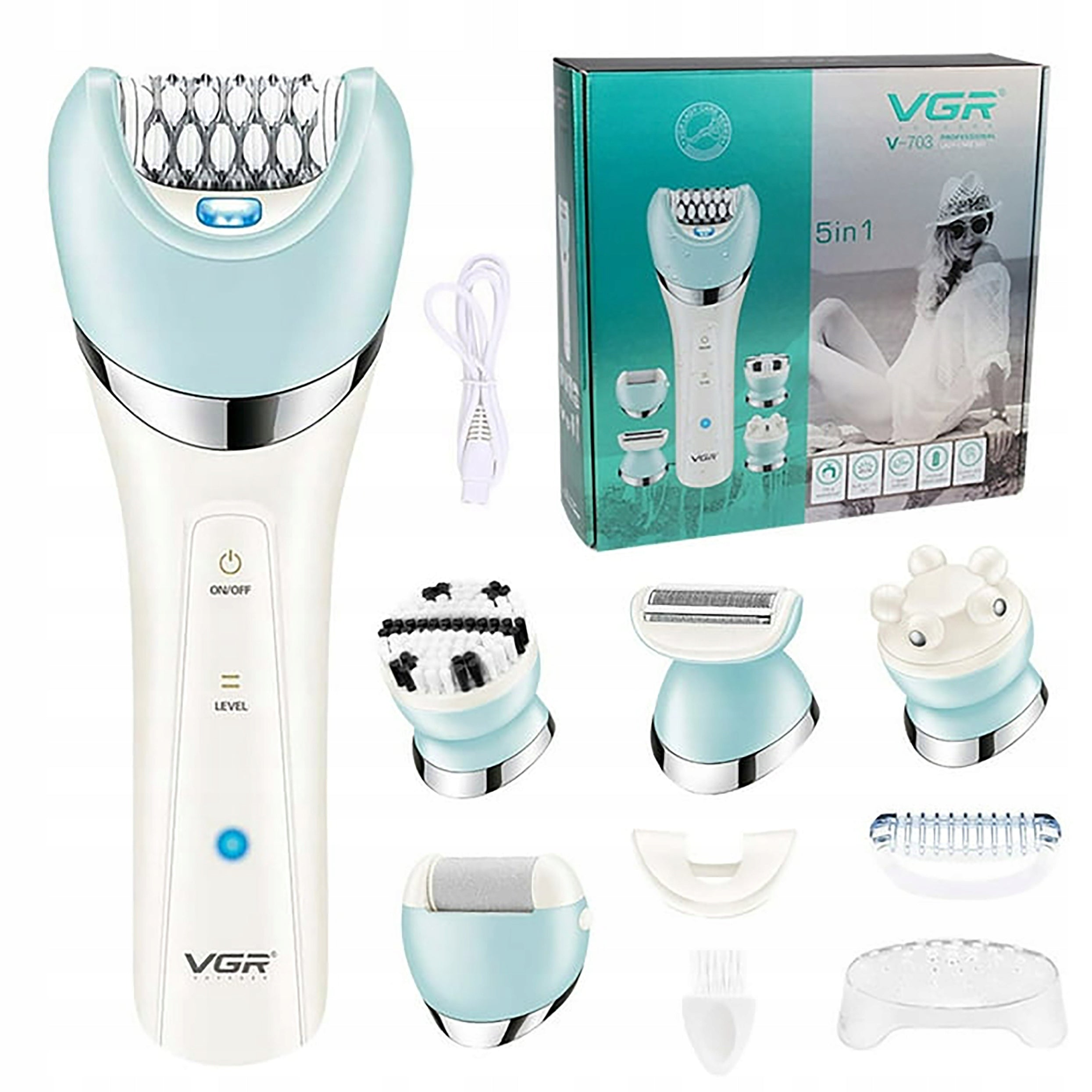 EPILATOR FOR WOMEN SHAVER WOMEN'S LEG ARMPIT BIKINI BODY SCRUB 5IN1